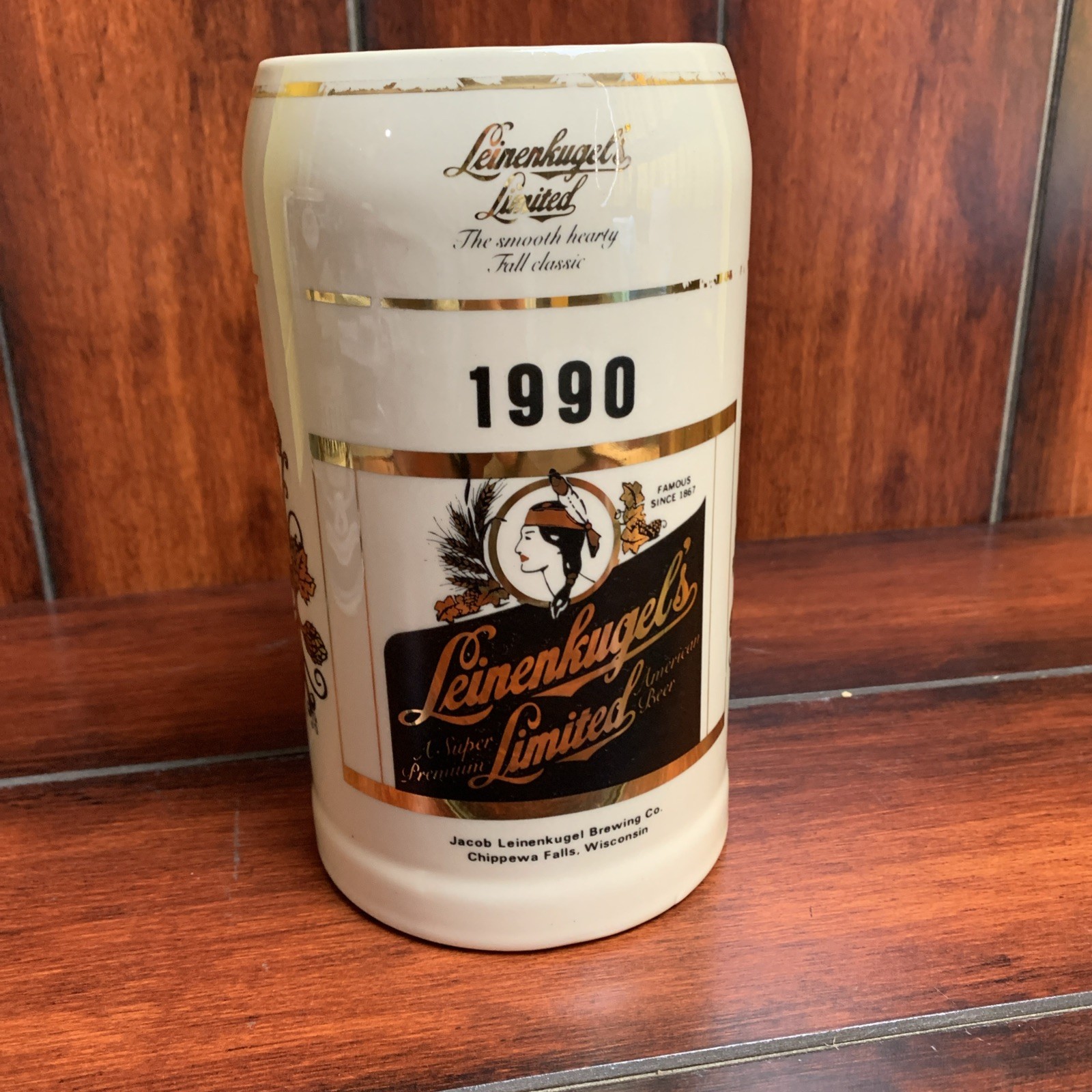 1990 Leinenkugel Limited Edition Beer Stein/Limited Of 1800 #1/1800 1990 Leinenkugel Limited Edition Beer Stein/Limited Of 1800 #1/1800