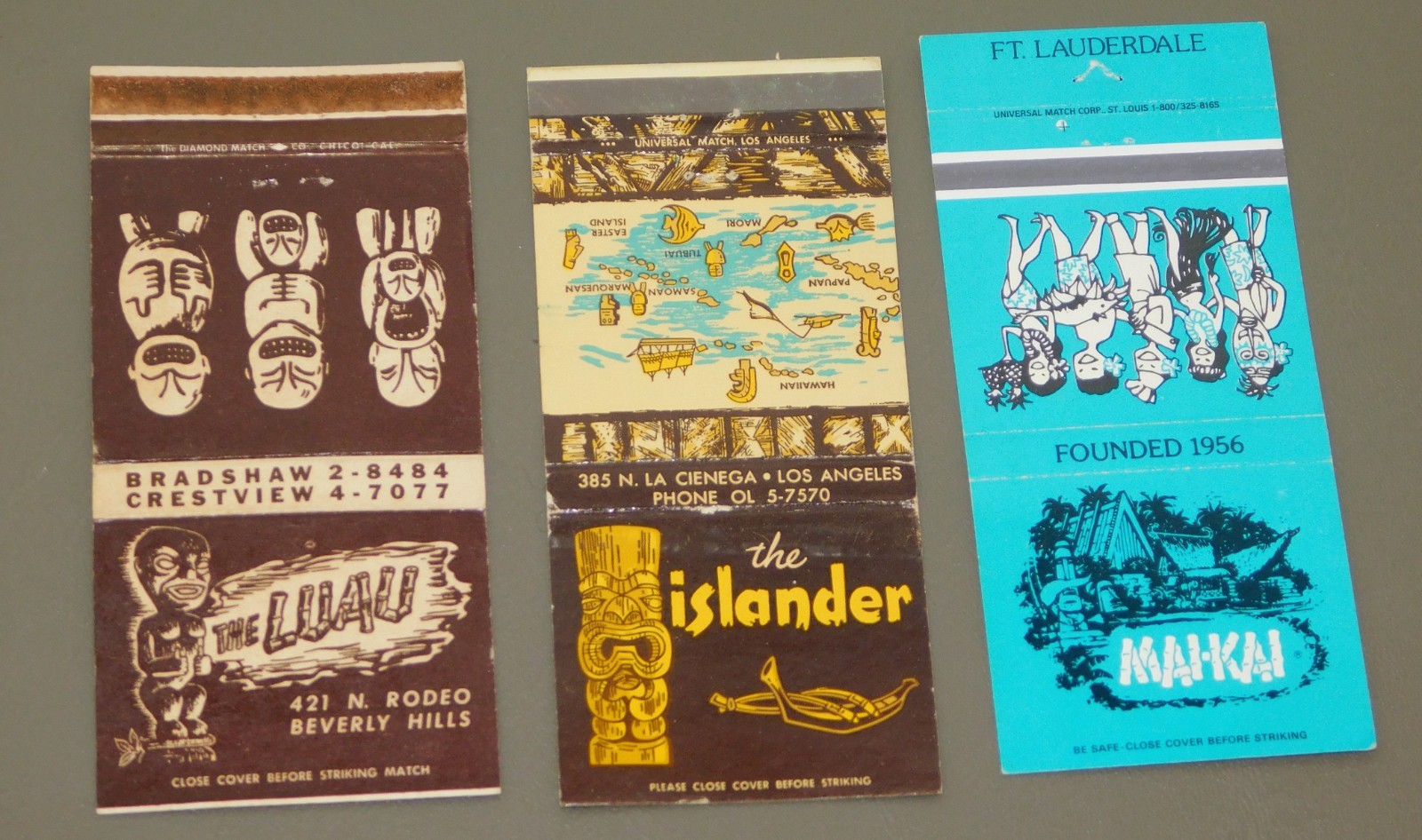 Vintage TIKI Matchbook Cover Lot of 3 Luau, Islander & Mai-Kai Nice Unstruck Vintage TIKI Matchbook Cover Lot of 3 Luau, Islander & Mai-Kai Nice Unstruck