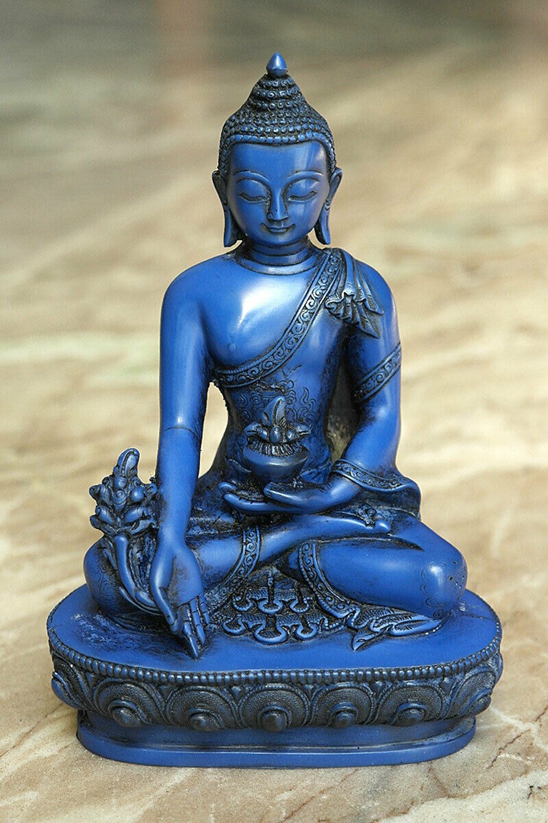 Handmade Blue Resin Medicine Buddha Statue Handmade Blue Resin Medicine Buddha Statue
