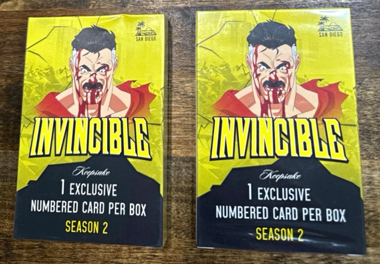 2 new sealed Invincible Season 2 Keepsake Trading card exclusive- San Diego 2 new sealed Invincible Season 2 Keepsake Trading card exclusive- San Diego