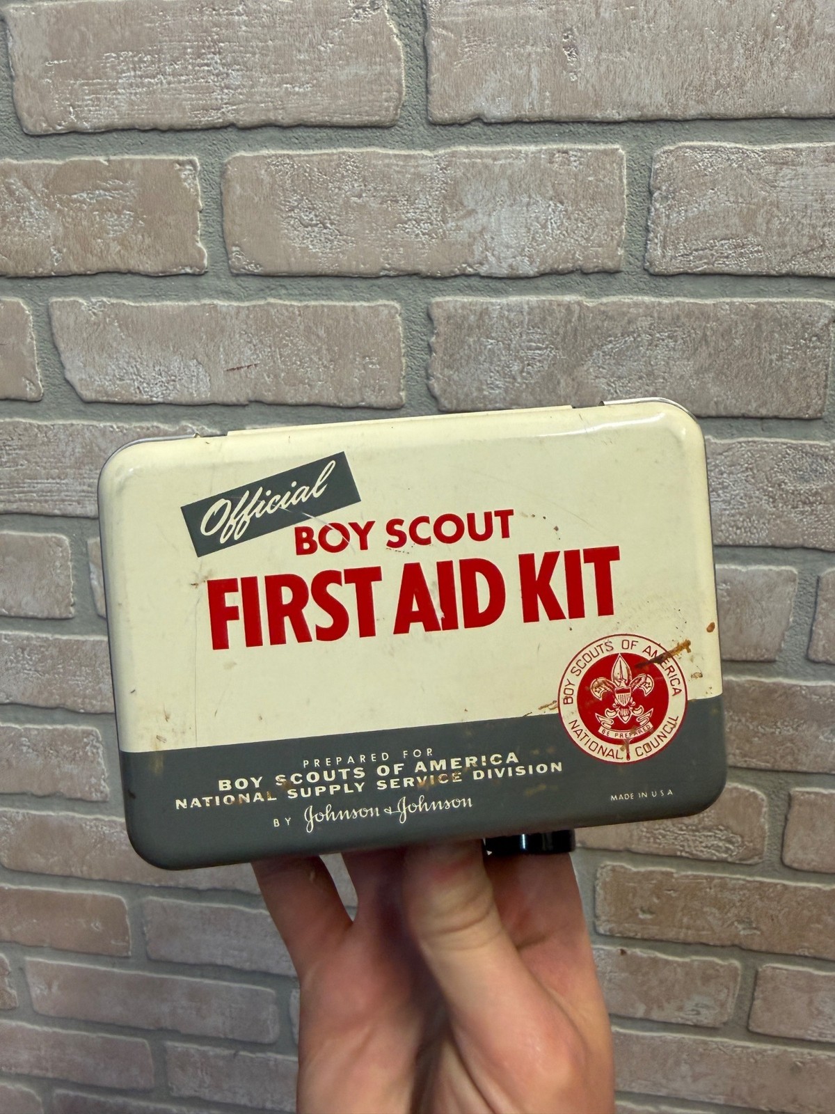 Vintage Original Official Boy Scouts First Aid Kit All Metal Tin Empty
