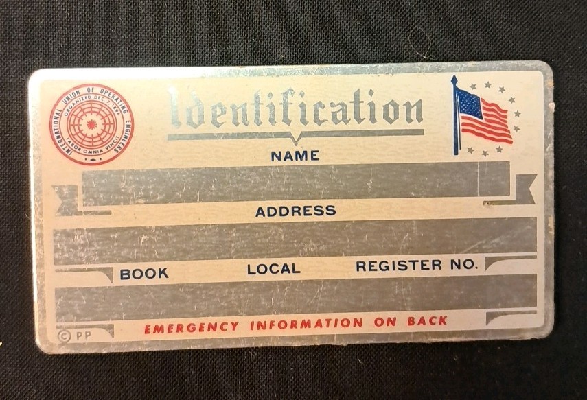 Vintage International Union of Operating Engineers (IUOE) Metal Engraveable ID Vintage International Union of Operating Engineers (IUOE) Metal Engraveable ID