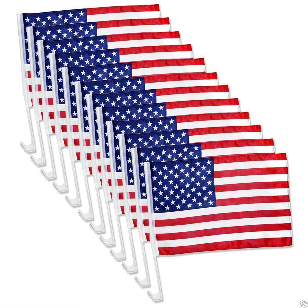 12 pack US American USA Patriotic Window Clip Car Flag 17" x 12" 12 pack US American USA Patriotic Window Clip Car Flag 17" x 12"