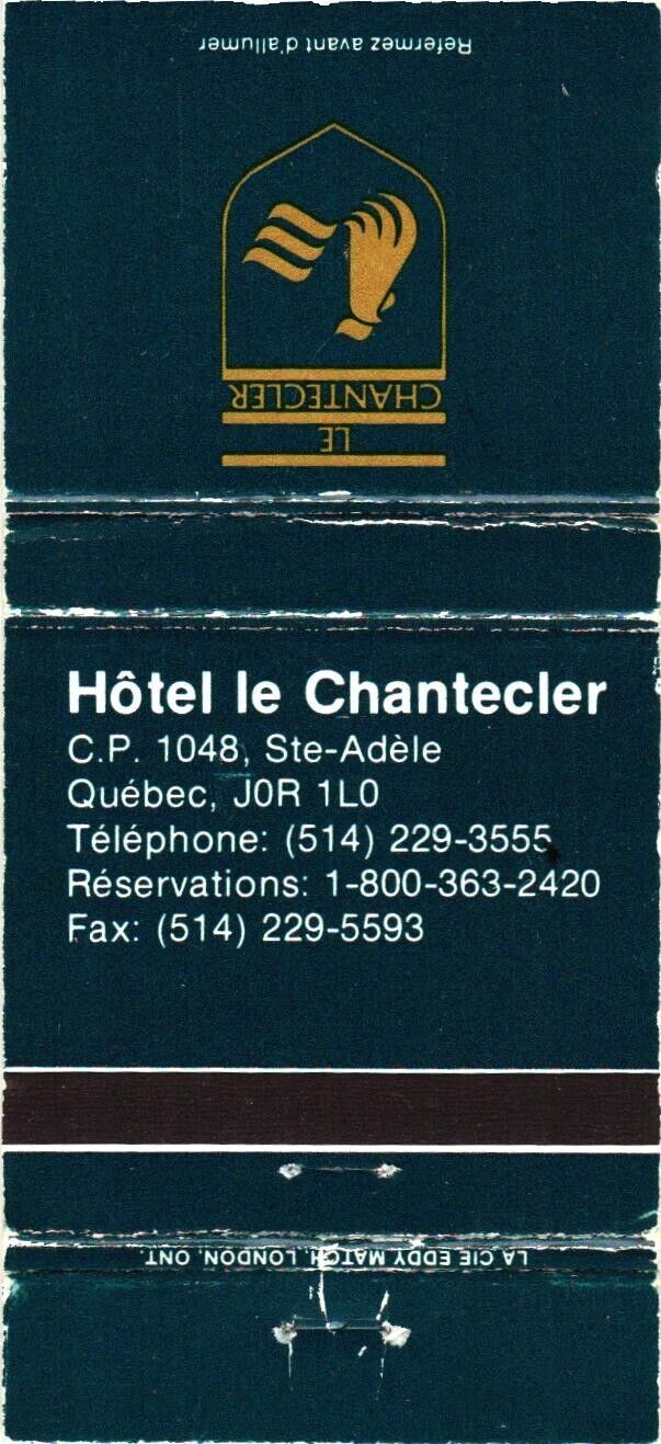 Ste-Adele Quebec Canada Hotel le Chantecler Vintage Matchbook Cover