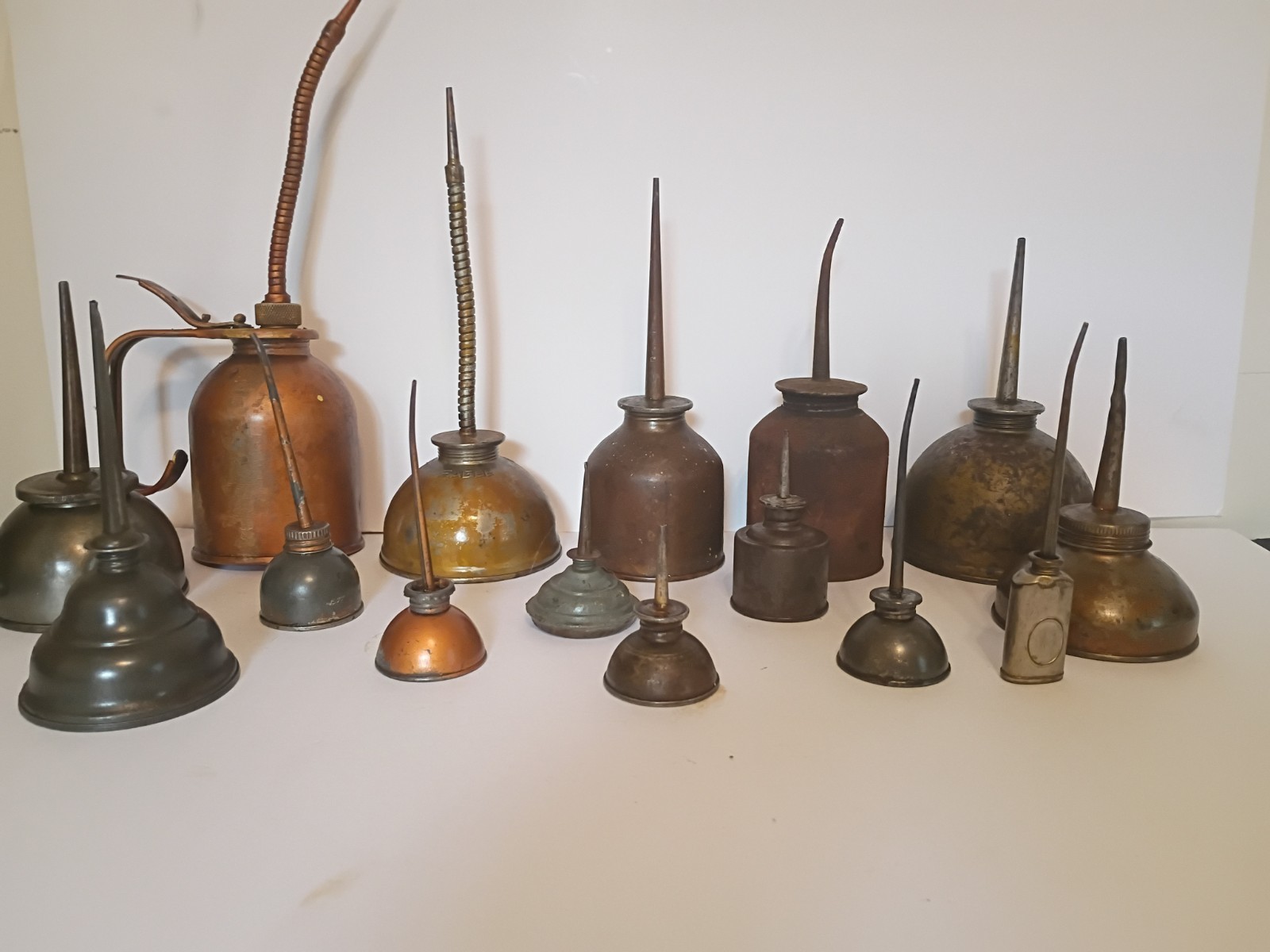 Vtg Original Antique Oil Pump & Thumb Cans Eagle Noera Collectible ~  Lot Of 15 