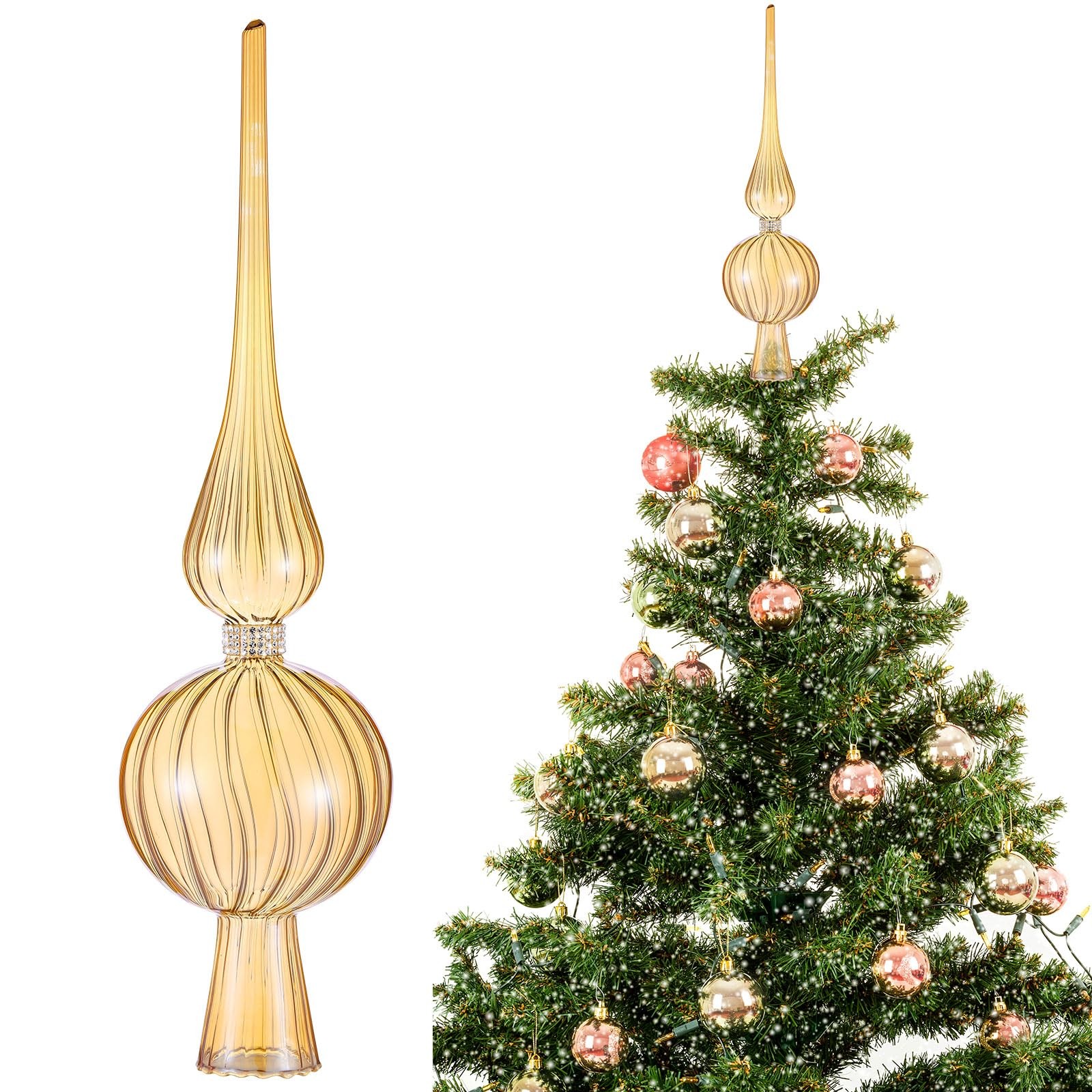 12" Mercury Glass Christmas Tree Topper Silver Vintage Finial Spherical Decor 12" Mercury Glass Christmas Tree Topper Silver Vintage Finial Spherical Decor