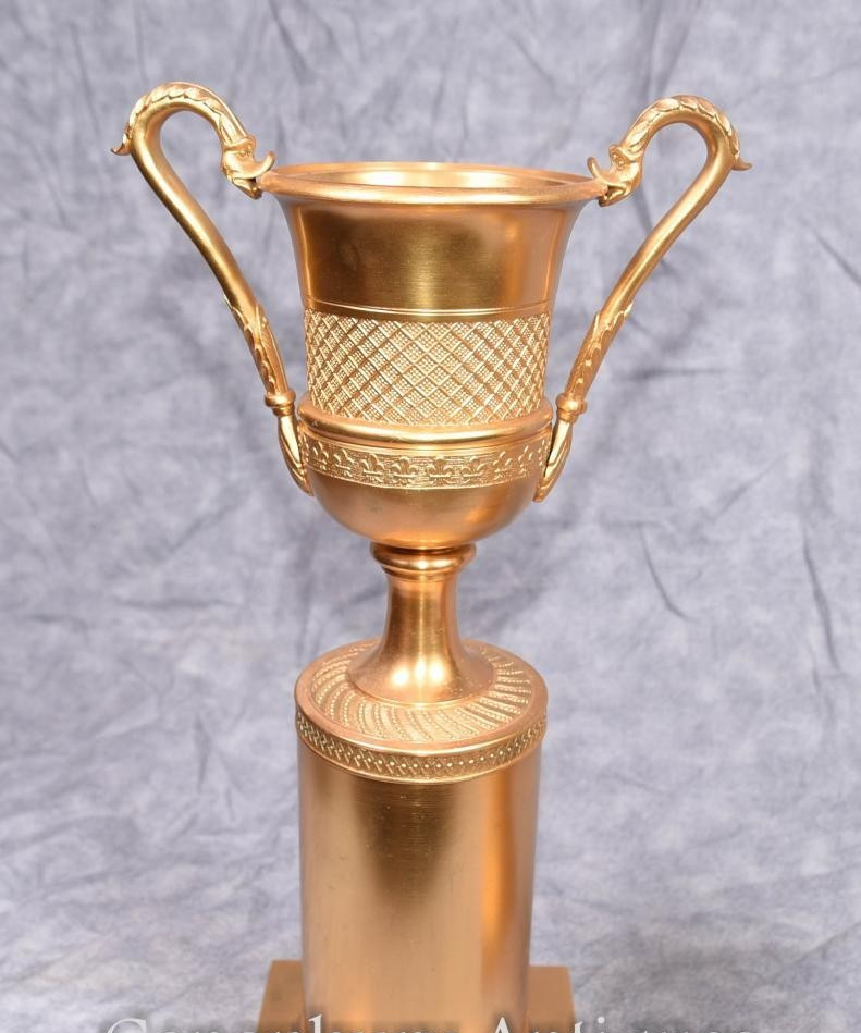 Bronze Gilded Amphora Cup Foyer Empire Decor Campana Vase Trophy Art Mantel URN Bronze Gilded Amphora Cup Foyer Empire Decor Campana Vase Trophy Art Mantel URN