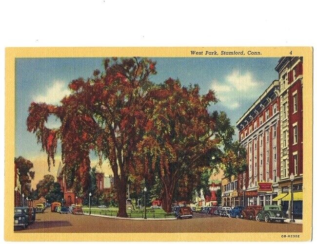 Postcard - West Park - Stamford Connecticut CT - c1940 Linen