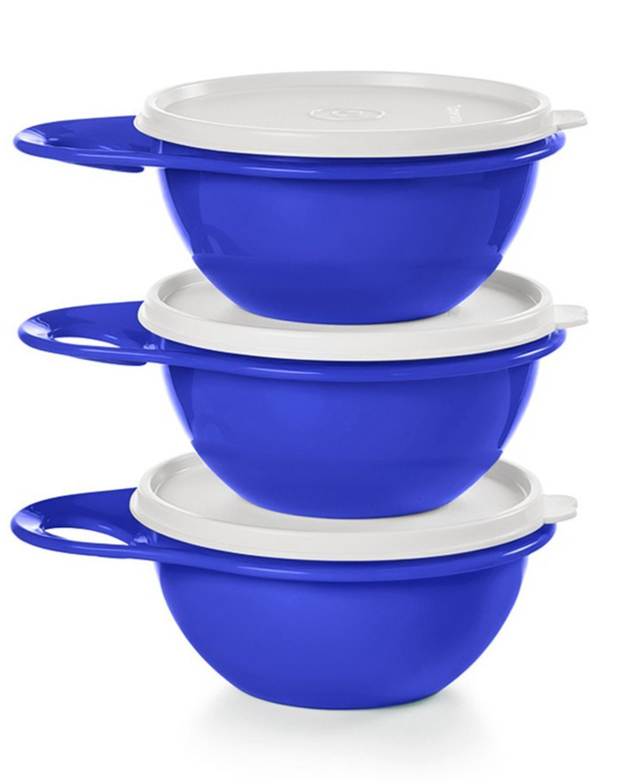 Tupperware SET of 3 blue THATSA Bowls 2 1/2 CUPS each bowl NEW Tupperware SET of 3 blue THATSA Bowls 2 1/2 CUPS each bowl NEW