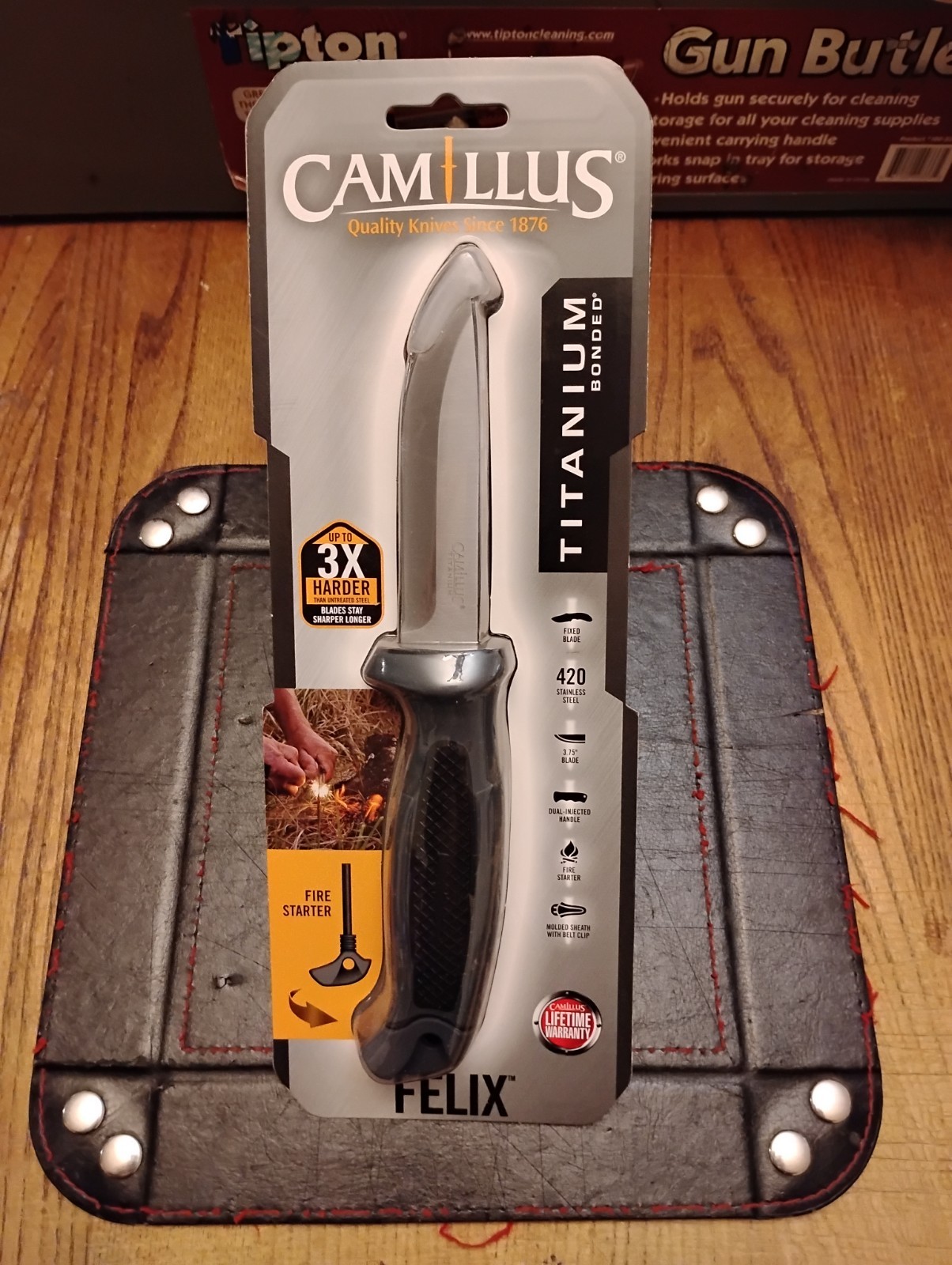 Camillus Felix Fixed Knife 3.75" Titanium Bonded 420 Stainless Steel Blade Camillus Felix Fixed Knife 3.75" Titanium Bonded 420 Stainless Steel Blade