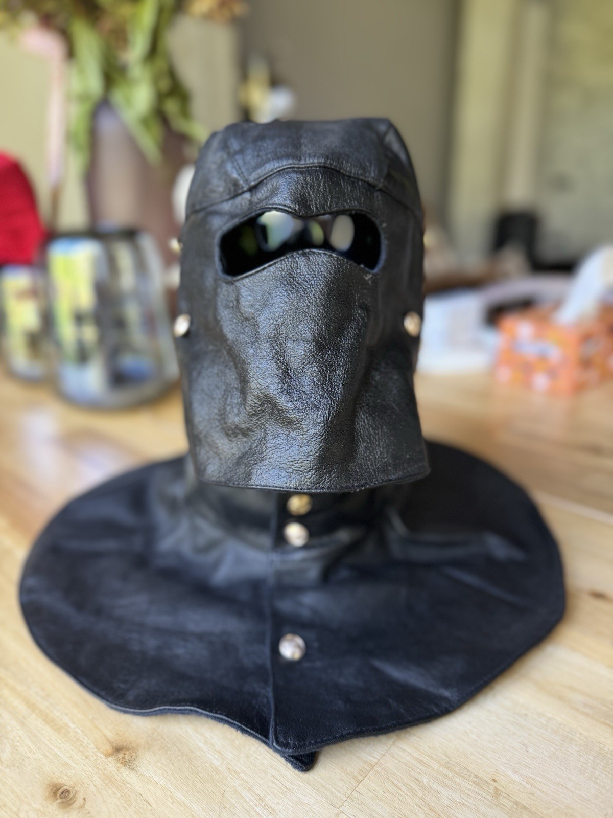 Vintage Soviet Leather Navy/ Naval Protective Hood Mask, Cyclops, Black, USSR Vintage Soviet Leather Navy/ Naval Protective Hood Mask, Cyclops, Black, USSR