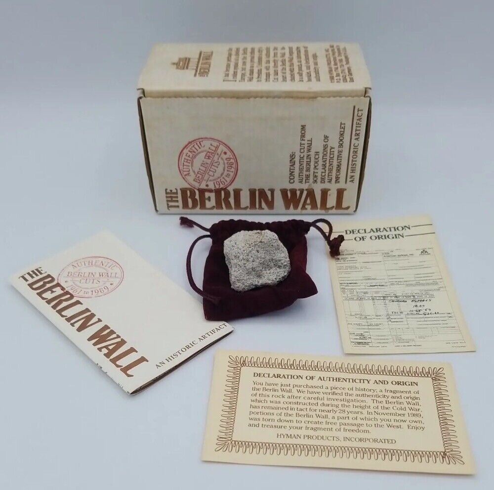 Piece Of History A Rock From The Berlin Wall W/Box & Cert. of Authenticity