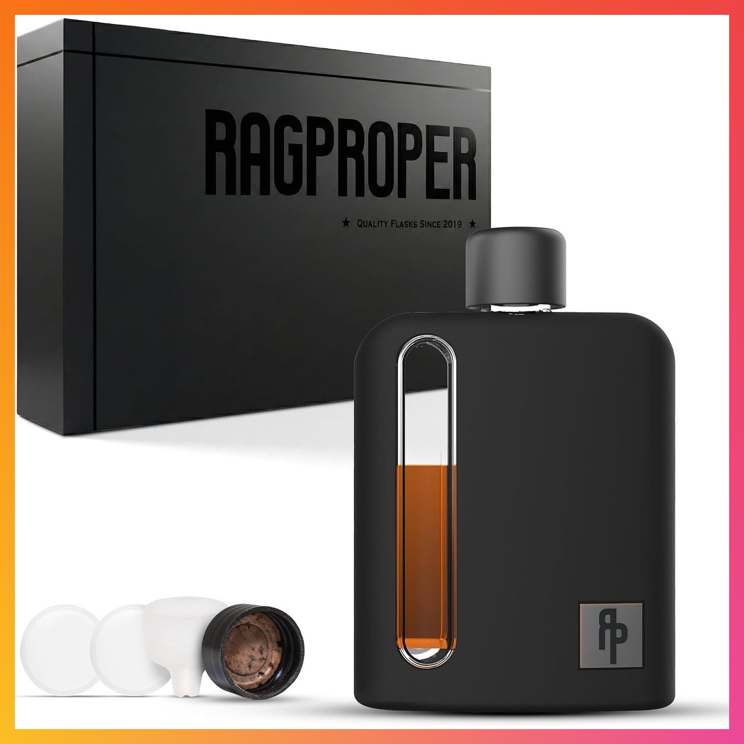 Glass Hip Flask for Men – Modern Whiskey & Liquor Pocket Flask with Cork & Silic Glass Hip Flask for Men – Modern Whiskey & Liquor Pocket Flask with Cork & Silic