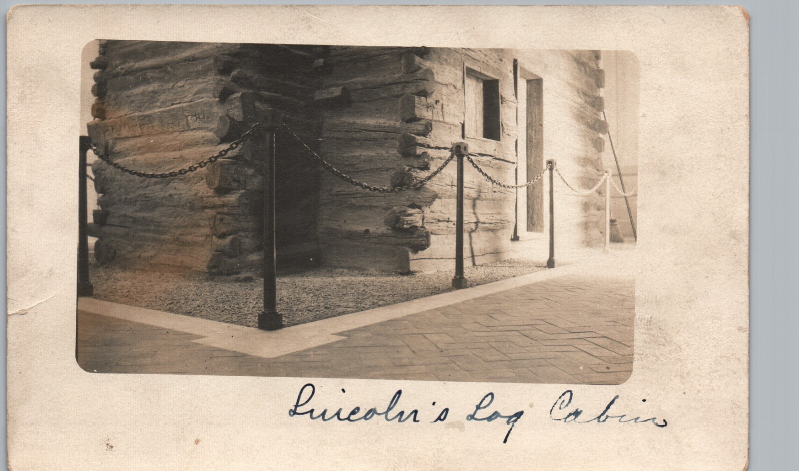 ABRAHAM LINCOLN'S LOG CABIN real photo postcard rppc president's pioneer home
