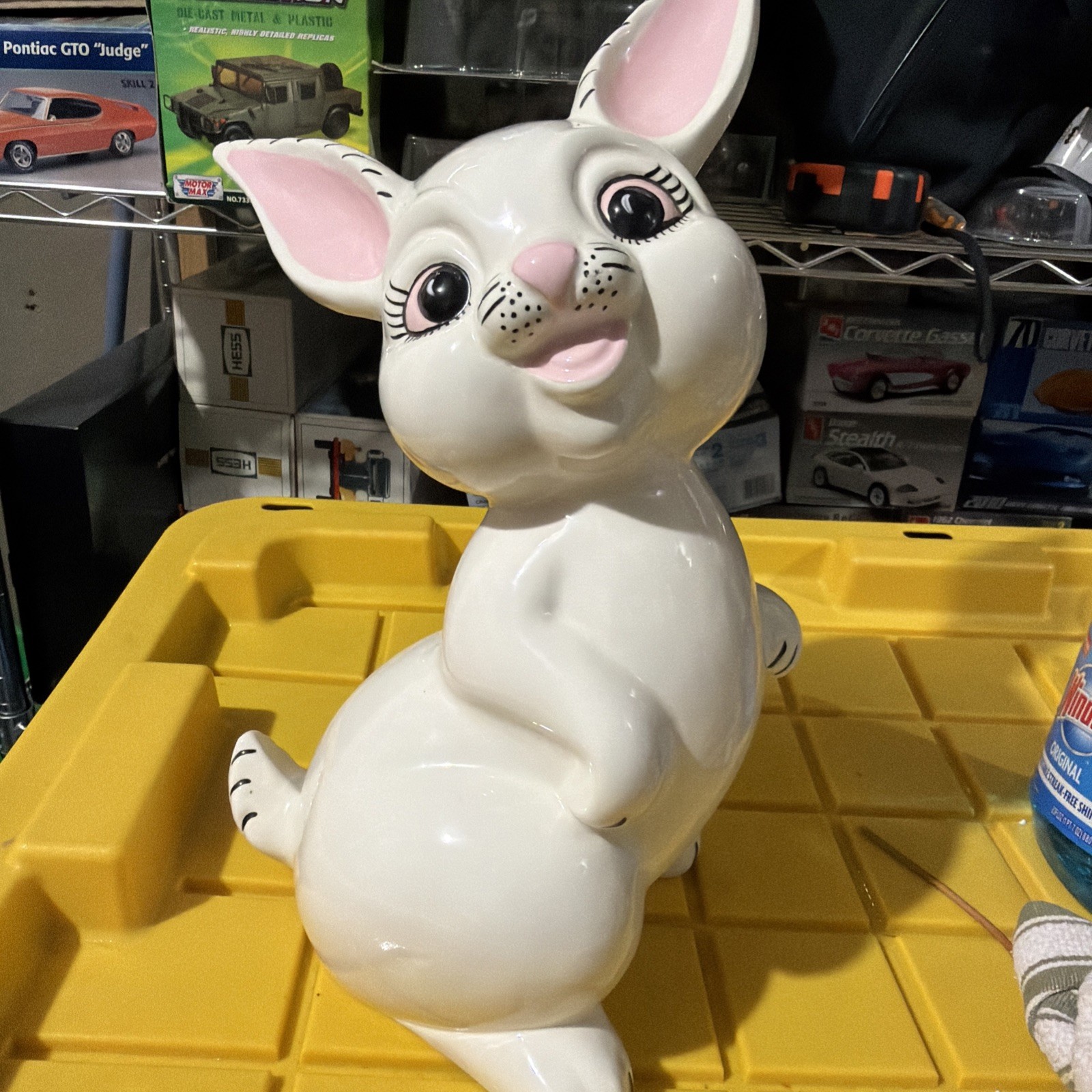 Vintage Ceramic Easter Bunny 1970s 14 Tall Hand Painted Big Eyes Rabbit Rare Pin Vintage Ceramic Easter Bunny 1970s 14 Tall Hand Painted Big Eyes Rabbit Rare Pin