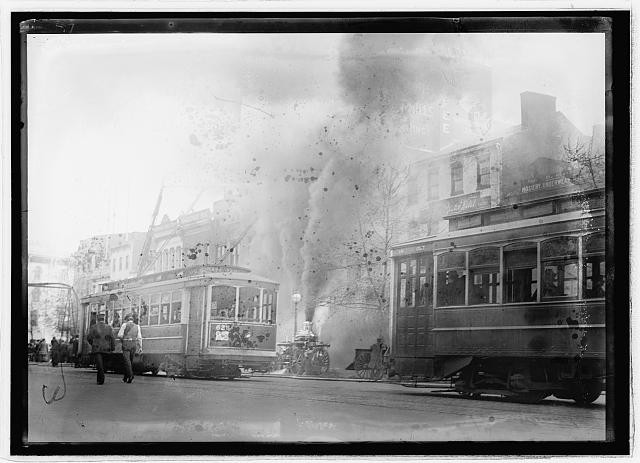Photo:Washington D.C. 1900s Streetcar Fire Smoke Trams City Street Scene Photo:Washington D.C. 1900s Streetcar Fire Smoke Trams City Street Scene