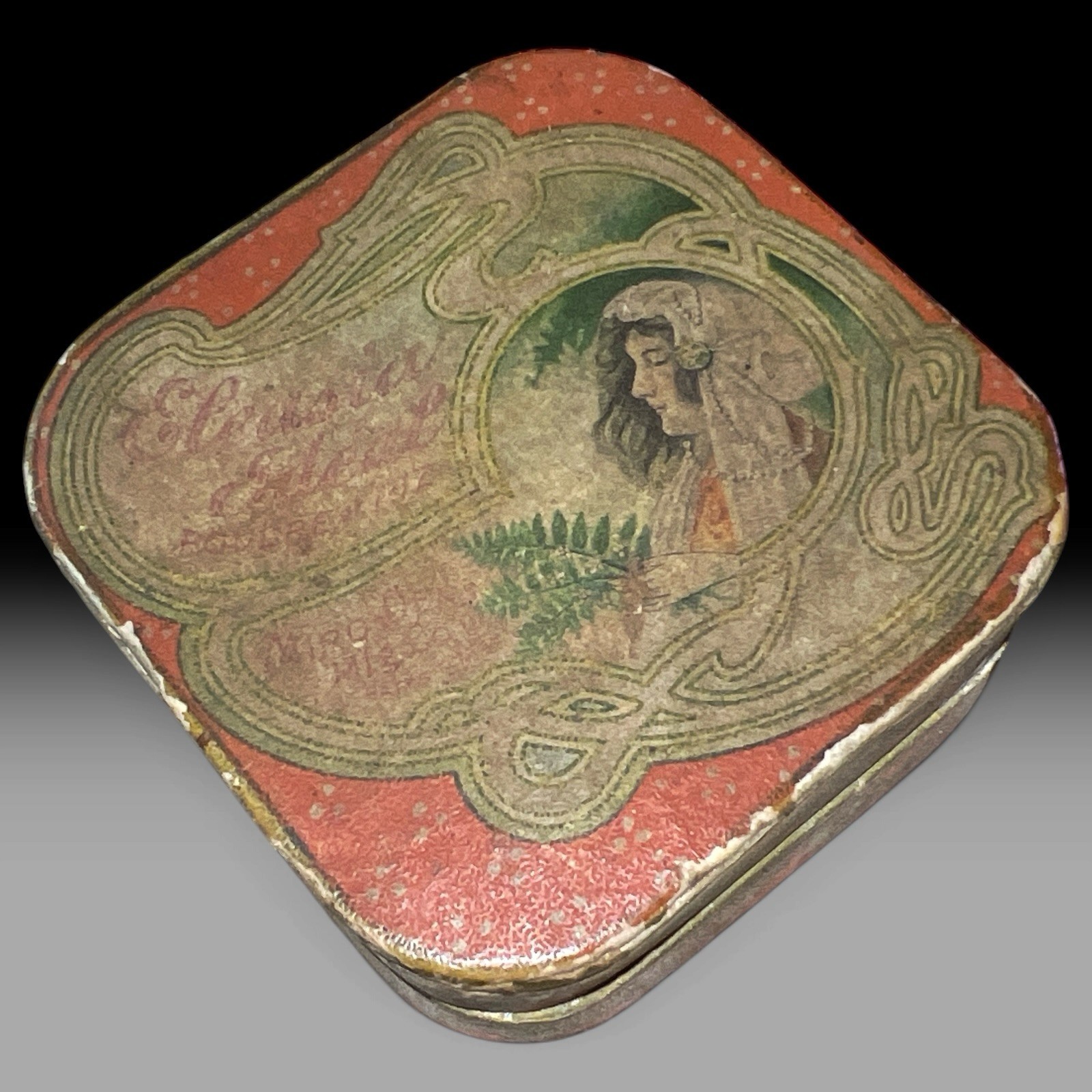 Antique SUPER RARE L.T. Piver Miro-Dena Face Powder Box ~1905 Art Nouveau Antique SUPER RARE L.T. Piver Miro-Dena Face Powder Box ~1905 Art Nouveau