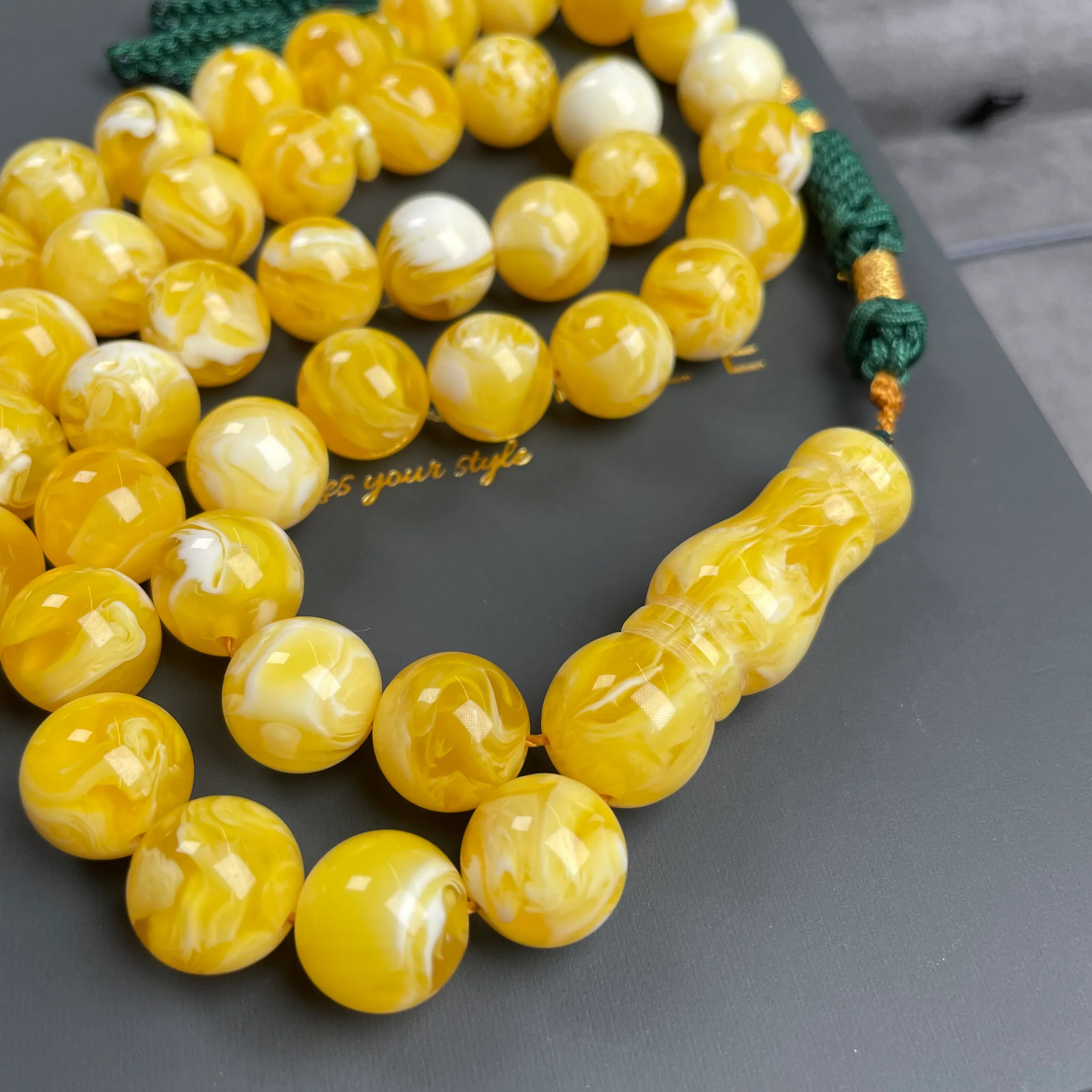 White Pressed Amber Style Misbaha Tasbih 56.5g | 12mm | 45 beads White Pressed Amber Style Misbaha Tasbih 56.5g | 12mm | 45 beads