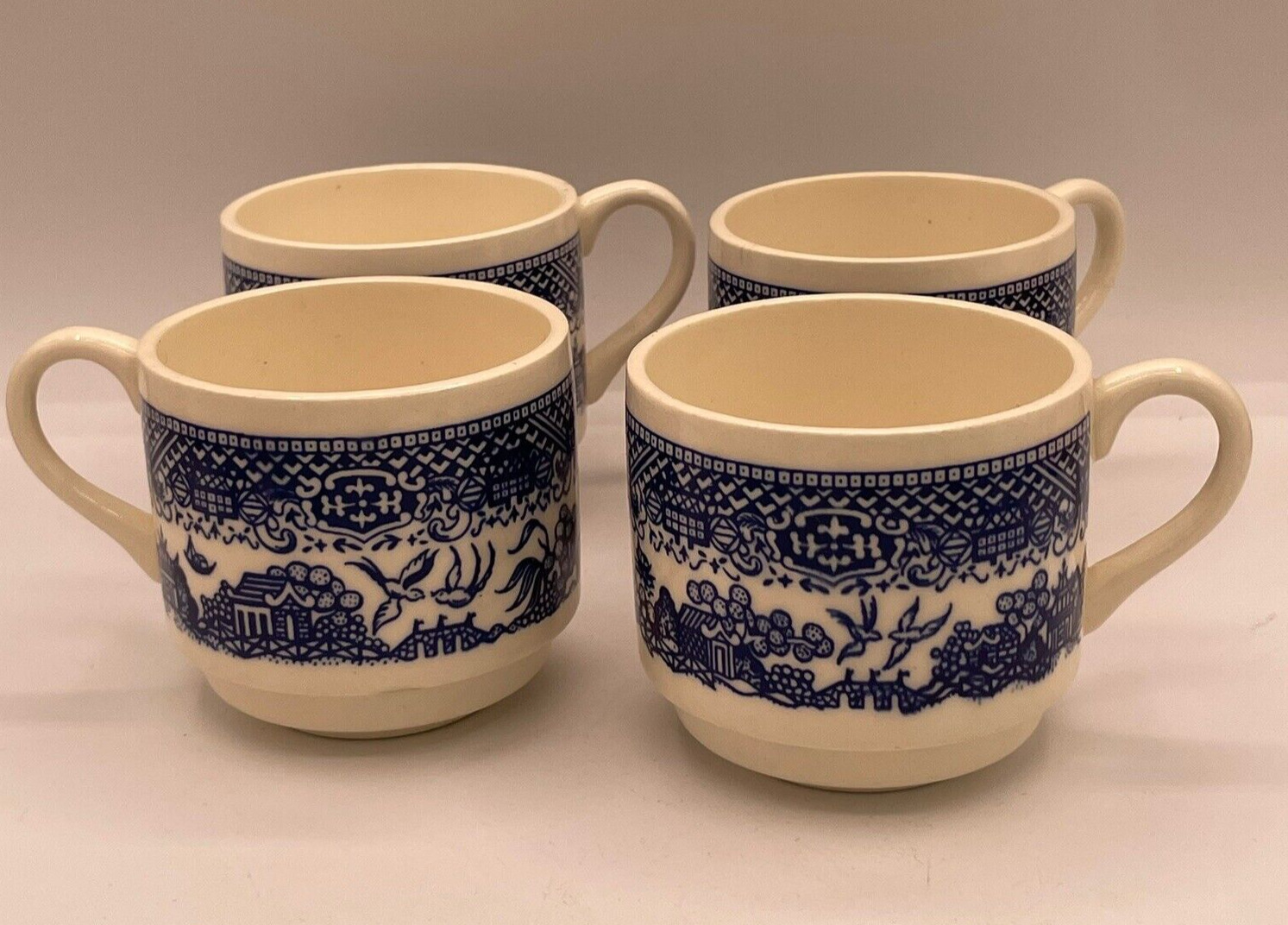 Vintage Blue Willow Made Is USA Teacup/Coffee Mug Set Of 4