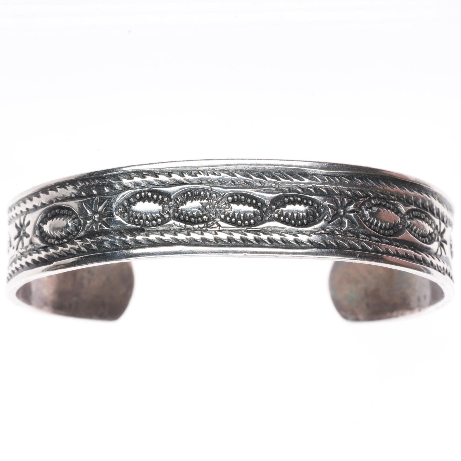 6.25" c1920 Antique Navajo ingot silver deep stamped cuff bracelet 6.25" c1920 Antique Navajo ingot silver deep stamped cuff bracelet