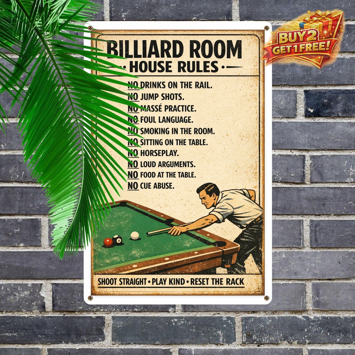 Billiard Pool Table Rules Poster Retro Game Room Metal Tin Sign 8x12 Billiard Pool Table Rules Poster Retro Game Room Metal Tin Sign 8x12