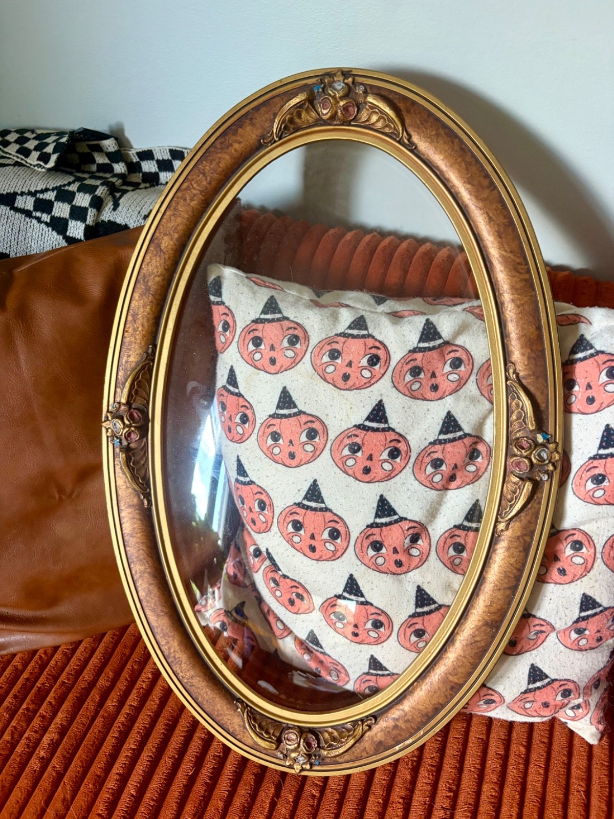 large oval ornate frame with bubble glass large oval ornate frame with bubble glass