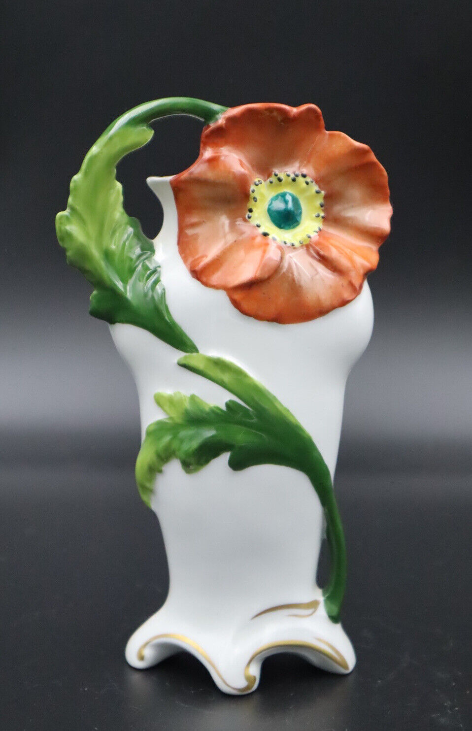 Vintage Poppy Vase by Scheibe-Alsbach, Thuringia Germany Porcelain 6\