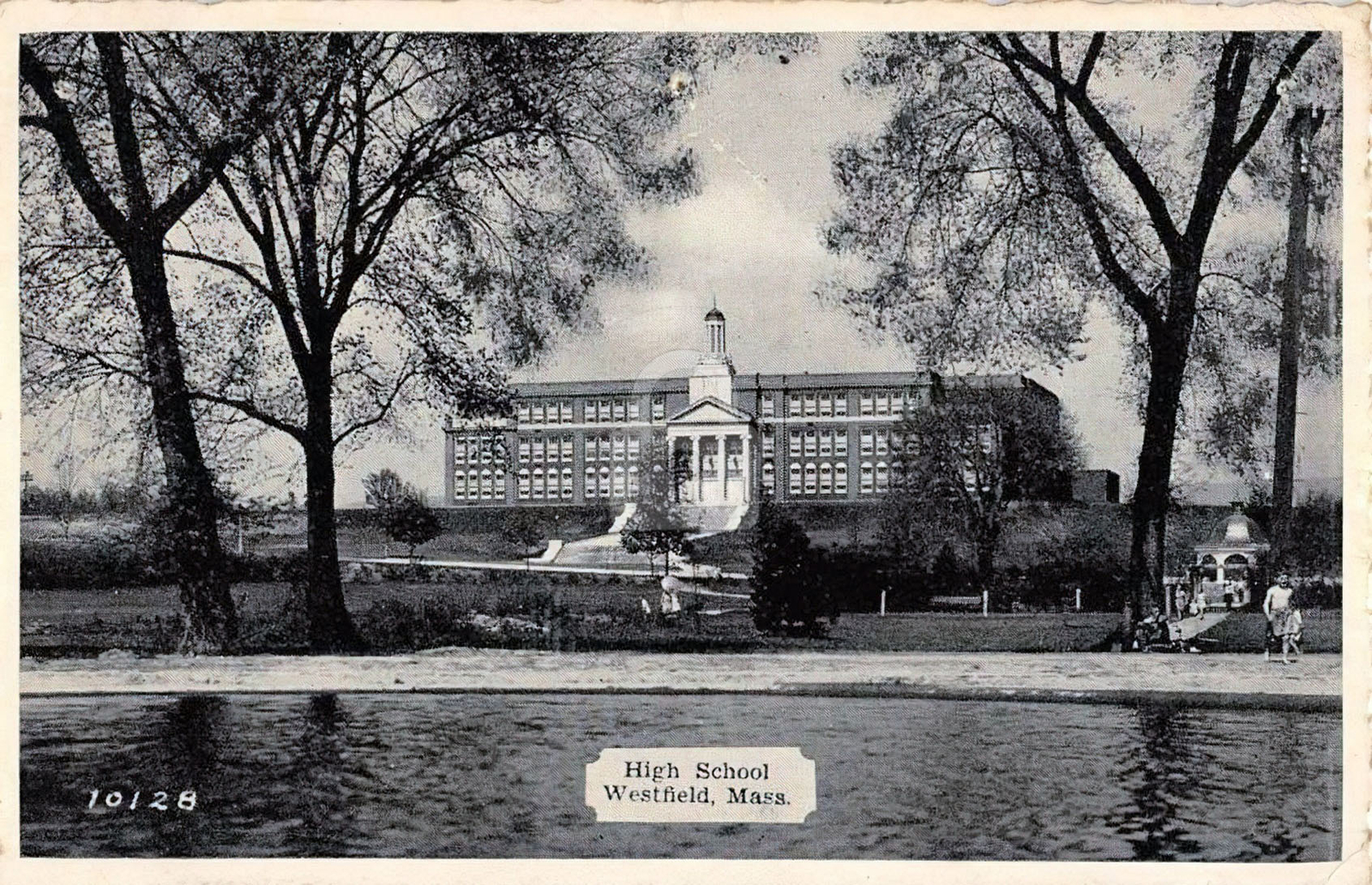 Westfield Massachusetts High School Street View Postcard Copy