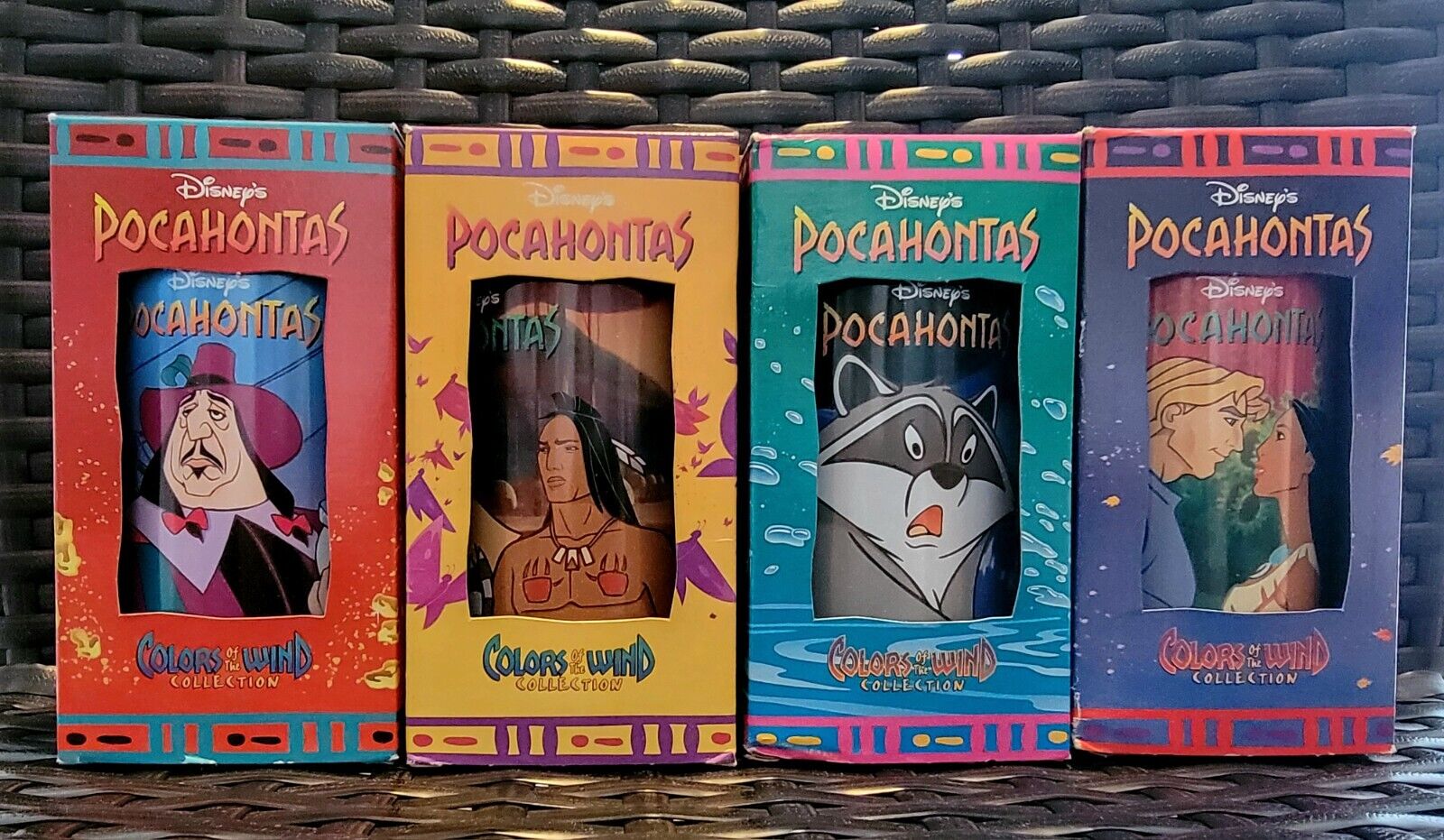 Burger King Walt Disney 1994 Plastic Glass Lot Pocahontas- Mixed Characters 