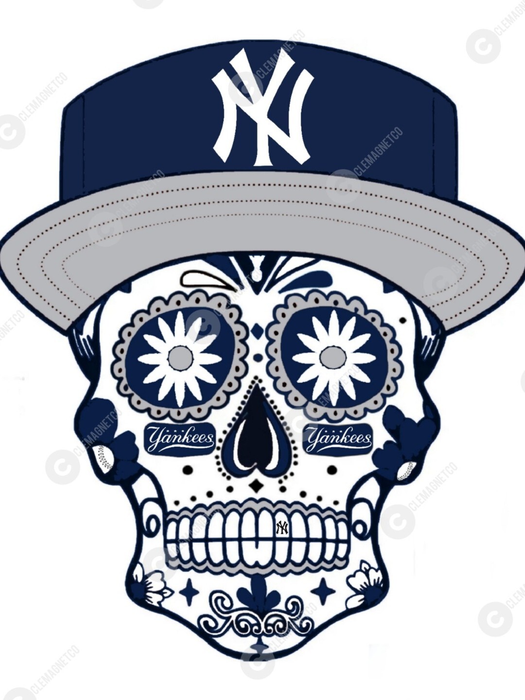 New York Yankees Sugar Skull STICKER Logo - MLB NY Bronx New York Yankees Sugar Skull STICKER Logo - MLB NY Bronx