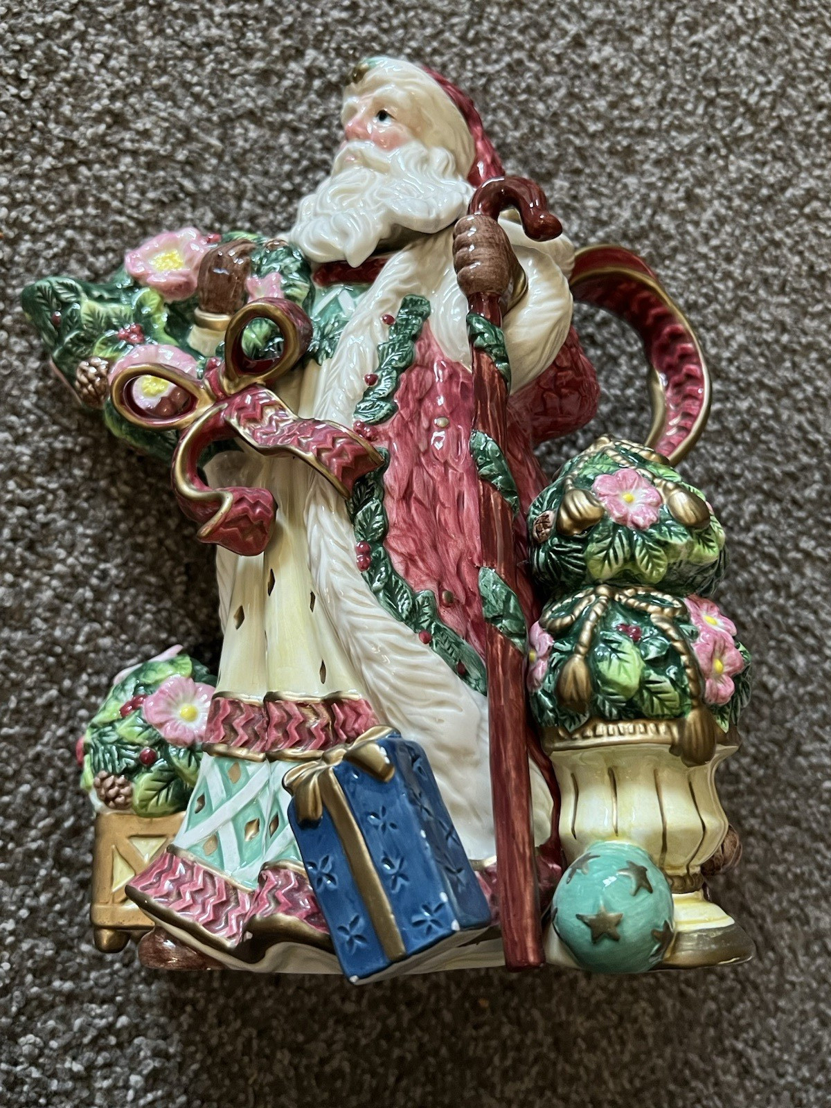 Fitz & Floyd Vintage Enchanted Holiday Santa Claus Ceramic Pitcher 11" Fitz & Floyd Vintage Enchanted Holiday Santa Claus Ceramic Pitcher 11"