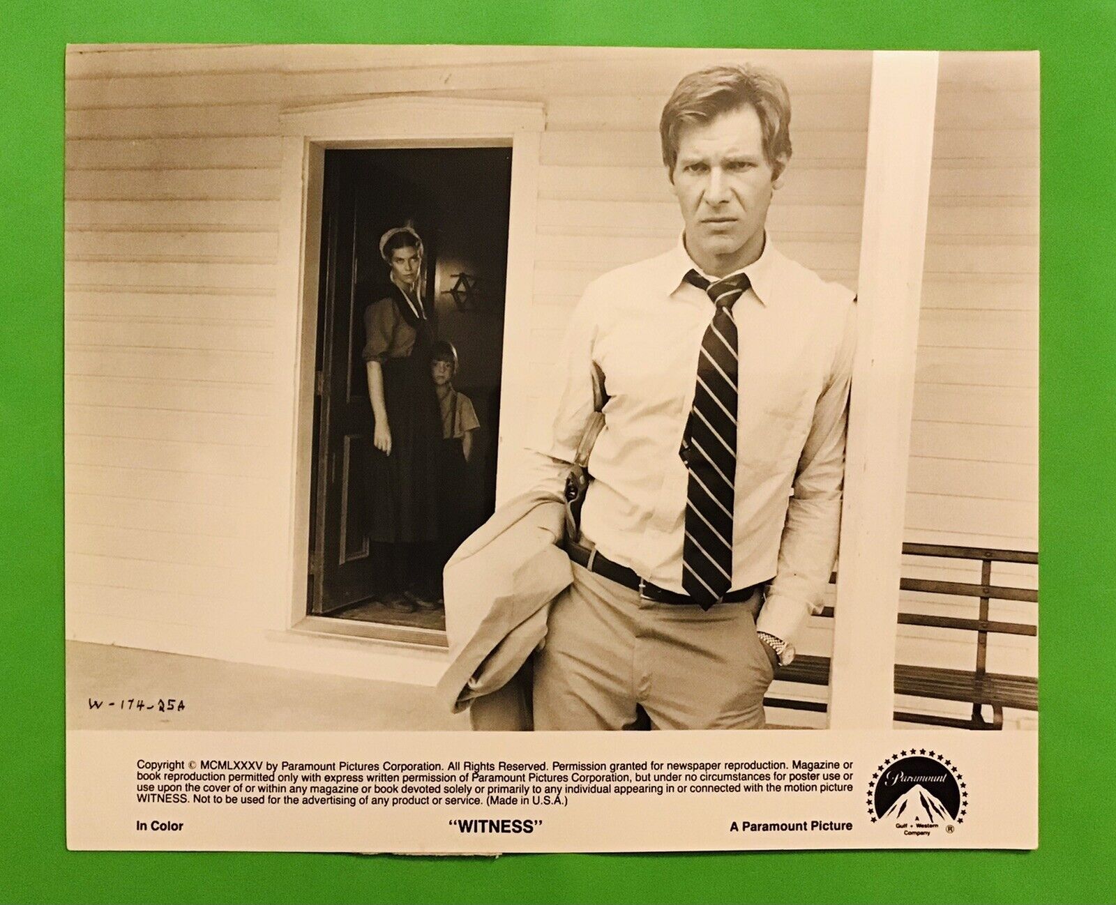 1985 Movie Still Press Photo “WITNESS” Kelly McGillis & Harrison Ford