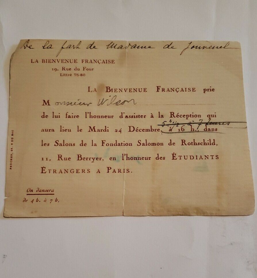 Salons de la Salomon de Rothschild Foundation invitation ephemera 1929 1930 