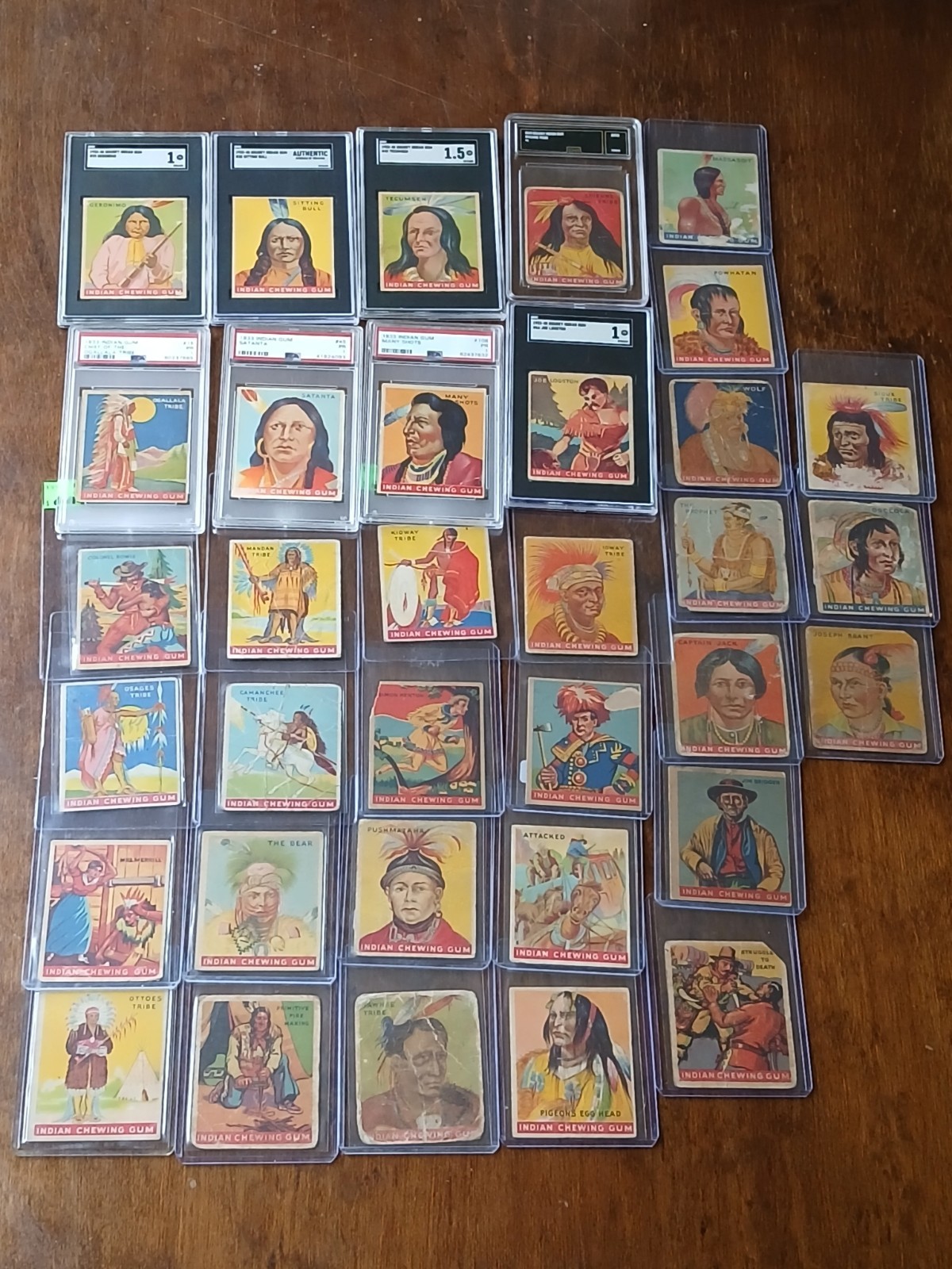 1933 Goudey Indian Gum LOT of 35 (8 Graded) PSA SGC Geronimo Sitting Bull RARE 1933 Goudey Indian Gum LOT of 35 (8 Graded) PSA SGC Geronimo Sitting Bull RARE