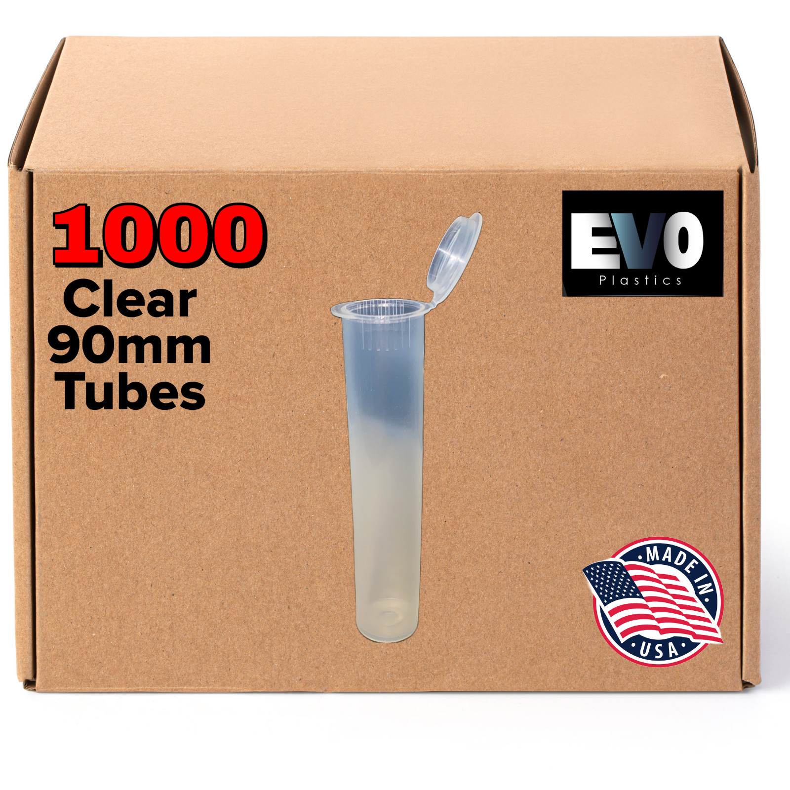 90mm Tubes - Clear - 1000 count , Pop Top Joints, BPA-Free Pre-Roll - USA Made 90mm Tubes - Clear - 1000 count , Pop Top Joints, BPA-Free Pre-Roll - USA Made