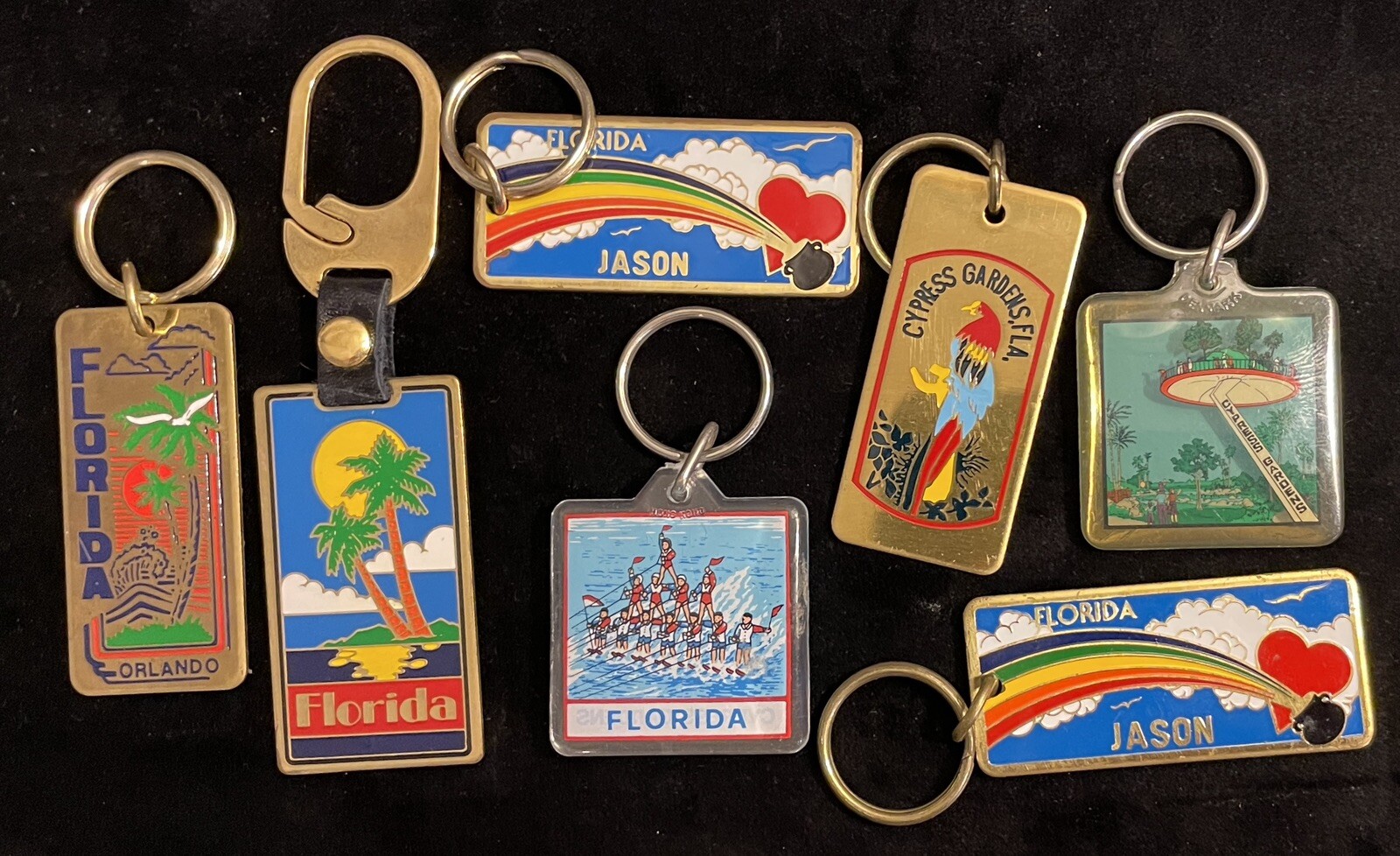 Lot of 7 Vintage FLORIDA Travel Souvenir & Tourist Keychains
