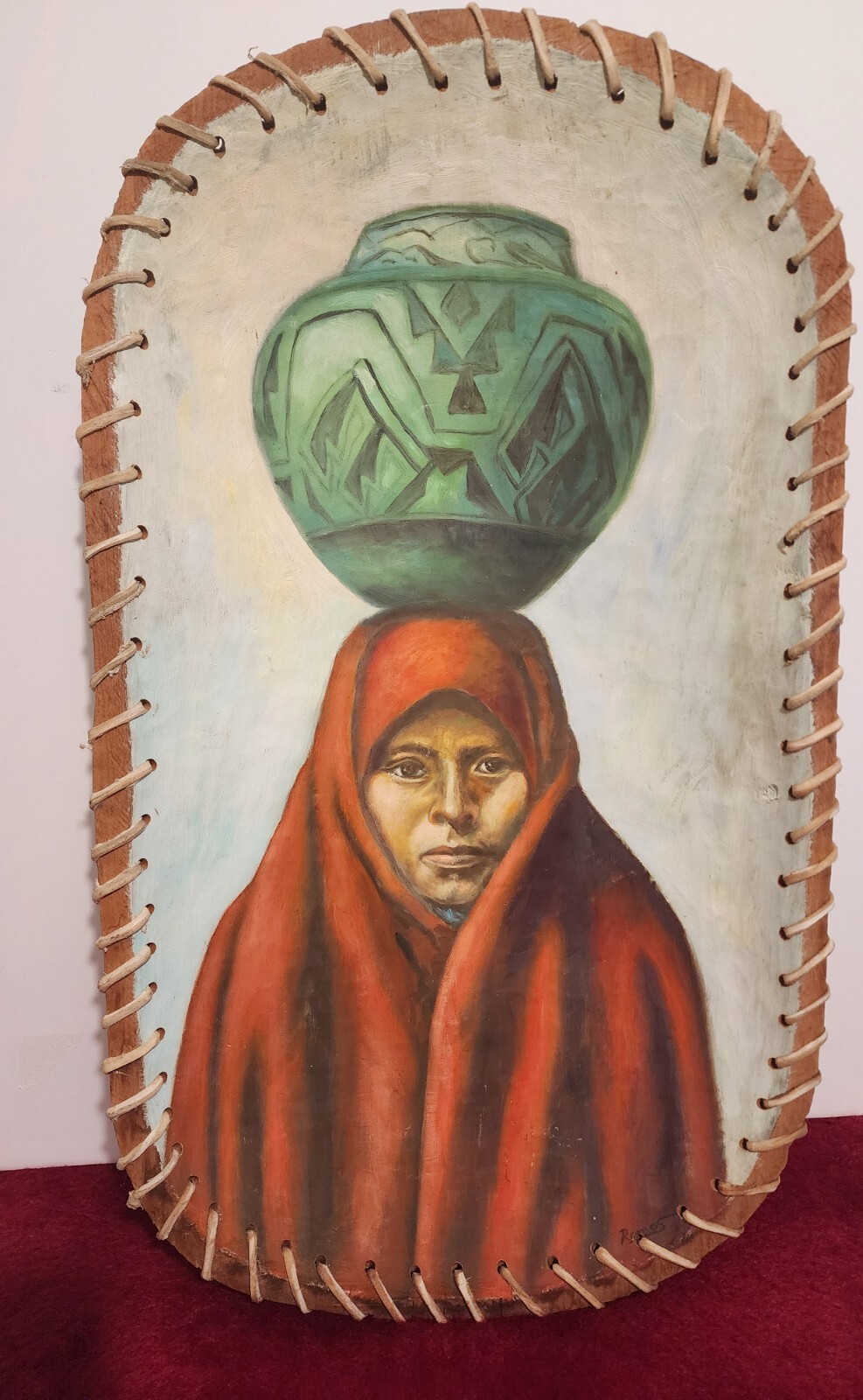 Native Mexican American Tribal Indigenous Zuni Woman Painting