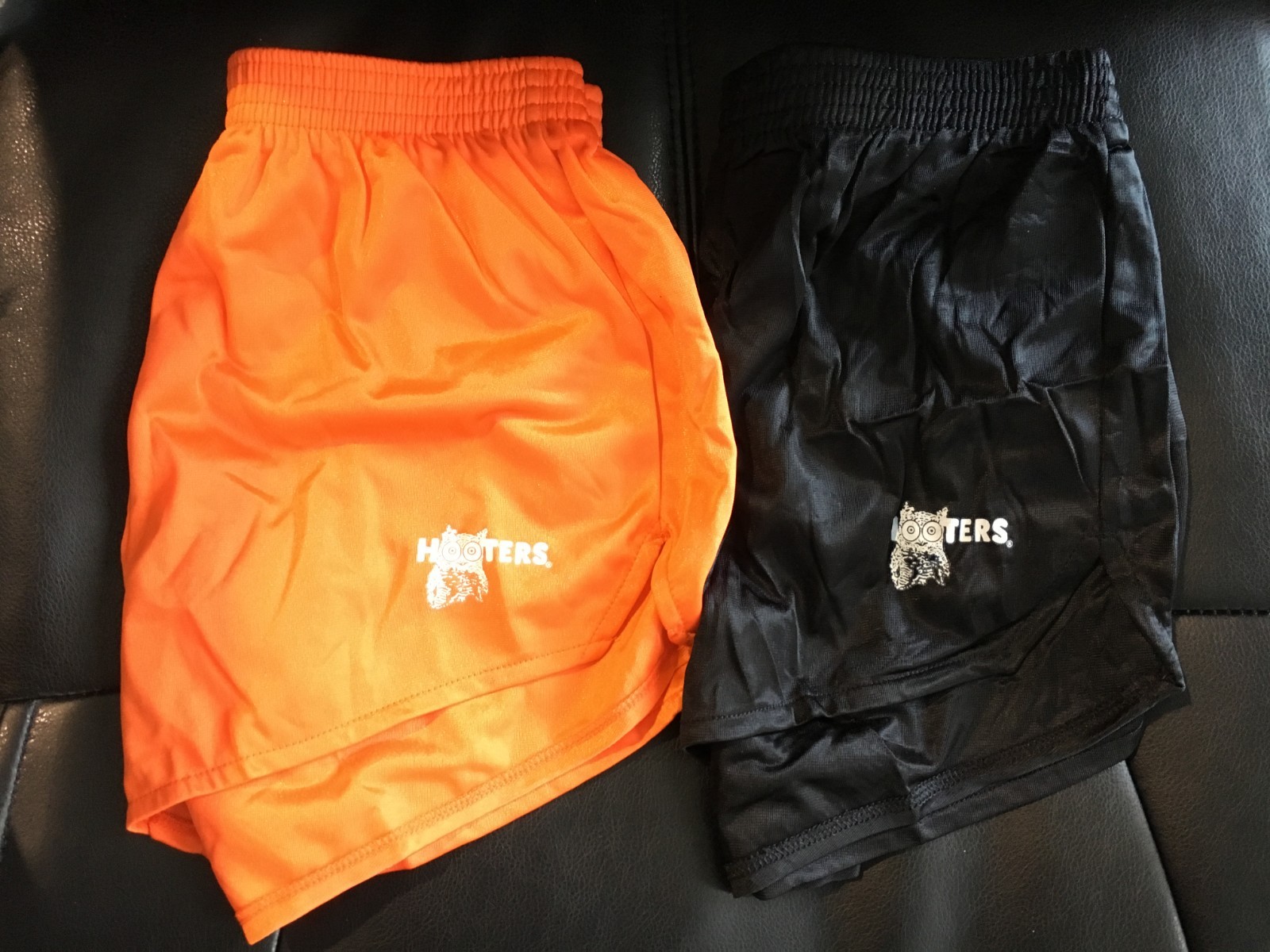 Dolfin New Hooters Owl Logo Original Authentic Uniform Nylon Shorts Black/Orange Dolfin New Hooters Owl Logo Original Authentic Uniform Nylon Shorts Black/Orange