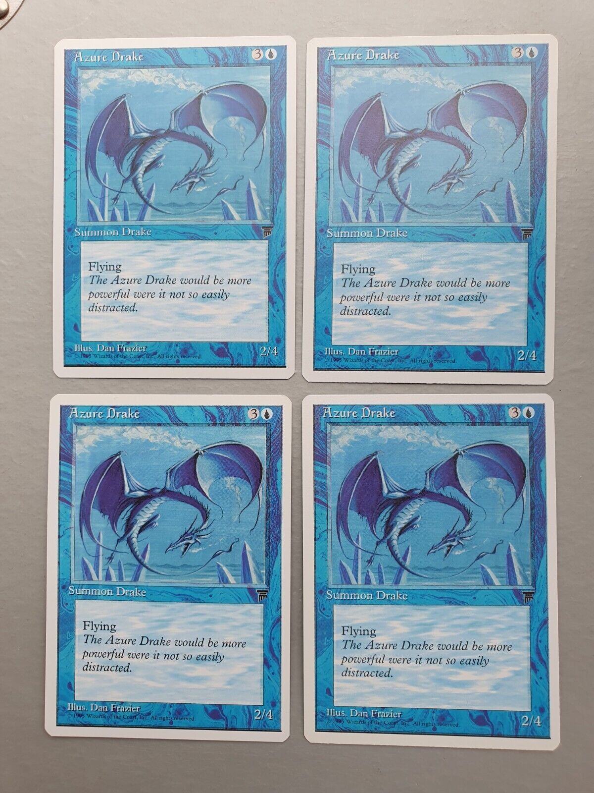 Azure Drake x4 PLAYSET , MTG Chronicles (1995), Uncommon Blue Creature NM
