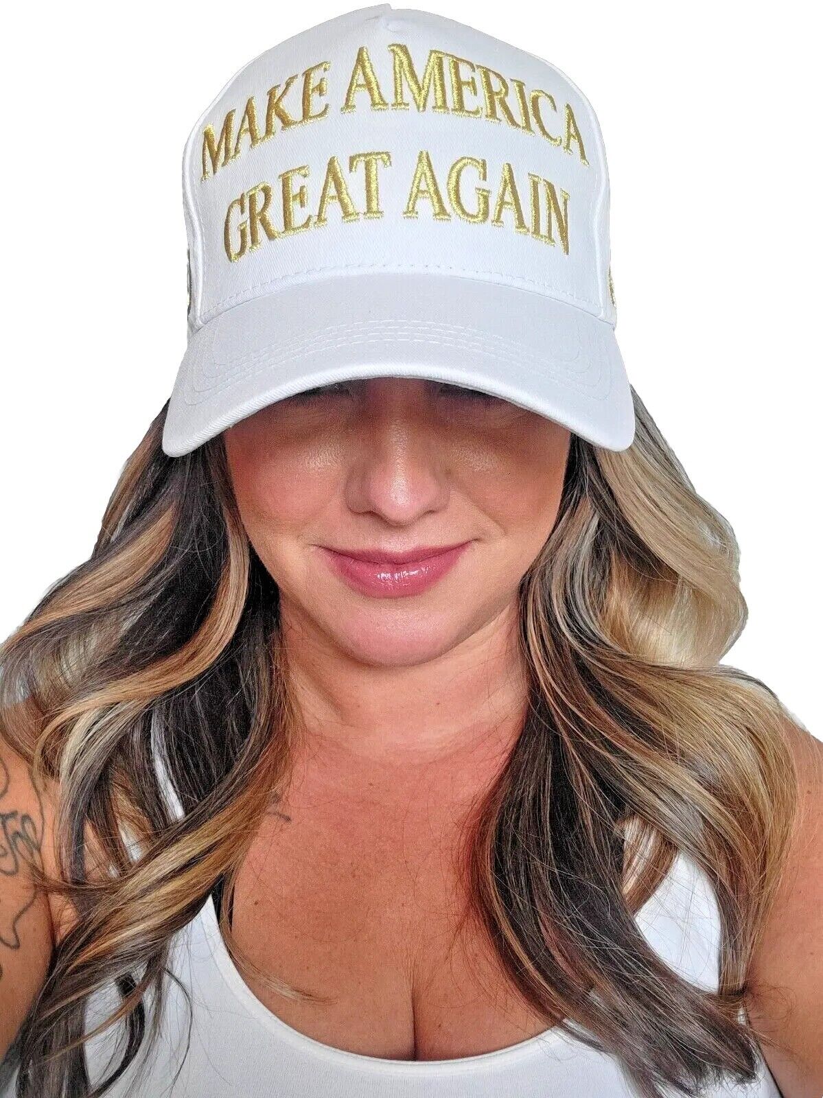 White & Gold Official Trump 45-47 Make America Great Again 2024 MAGA Hat