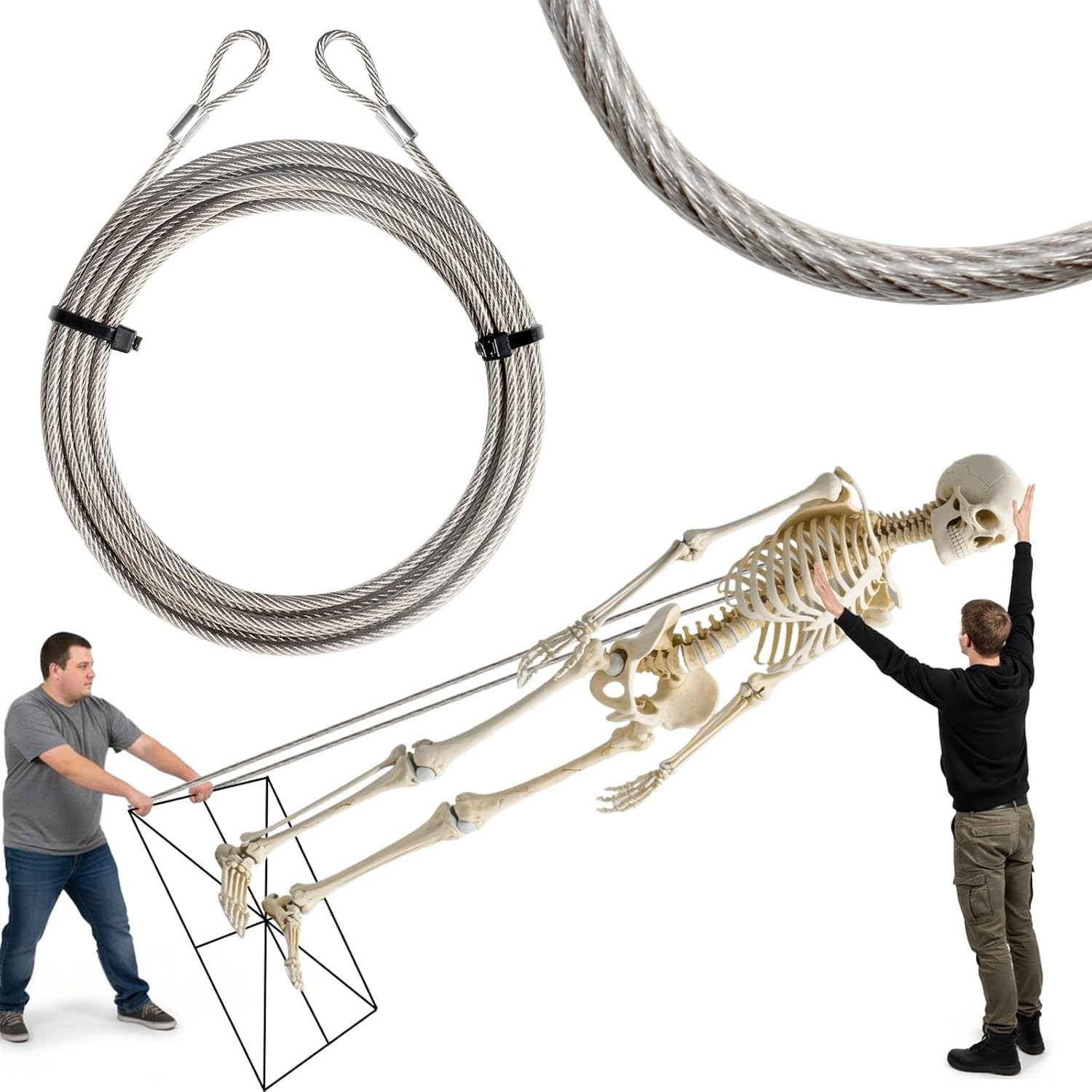 12 ft Skeleton Replacement Guy Wire - Stainless Steel & Strong Support 12 ft Skeleton Replacement Guy Wire - Stainless Steel & Strong Support