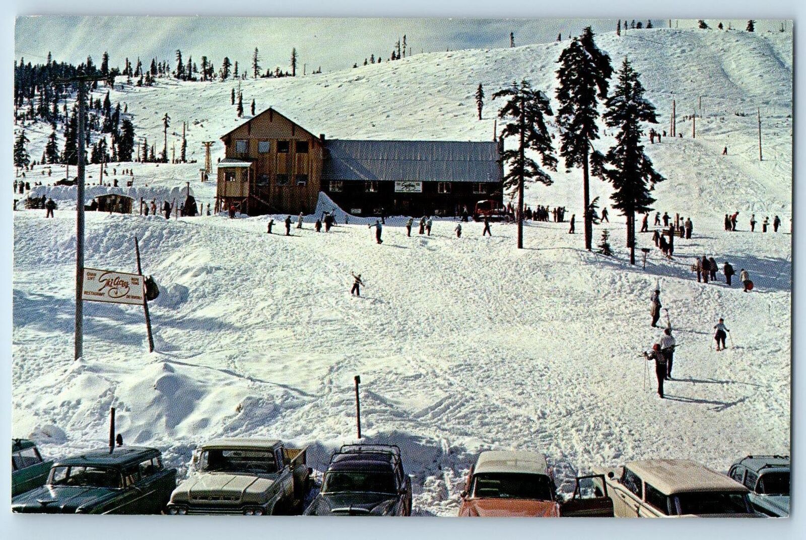 Snoqualmie Washington Postcard Ski Acres Groomed Ski Runs Chair Lift c1960's