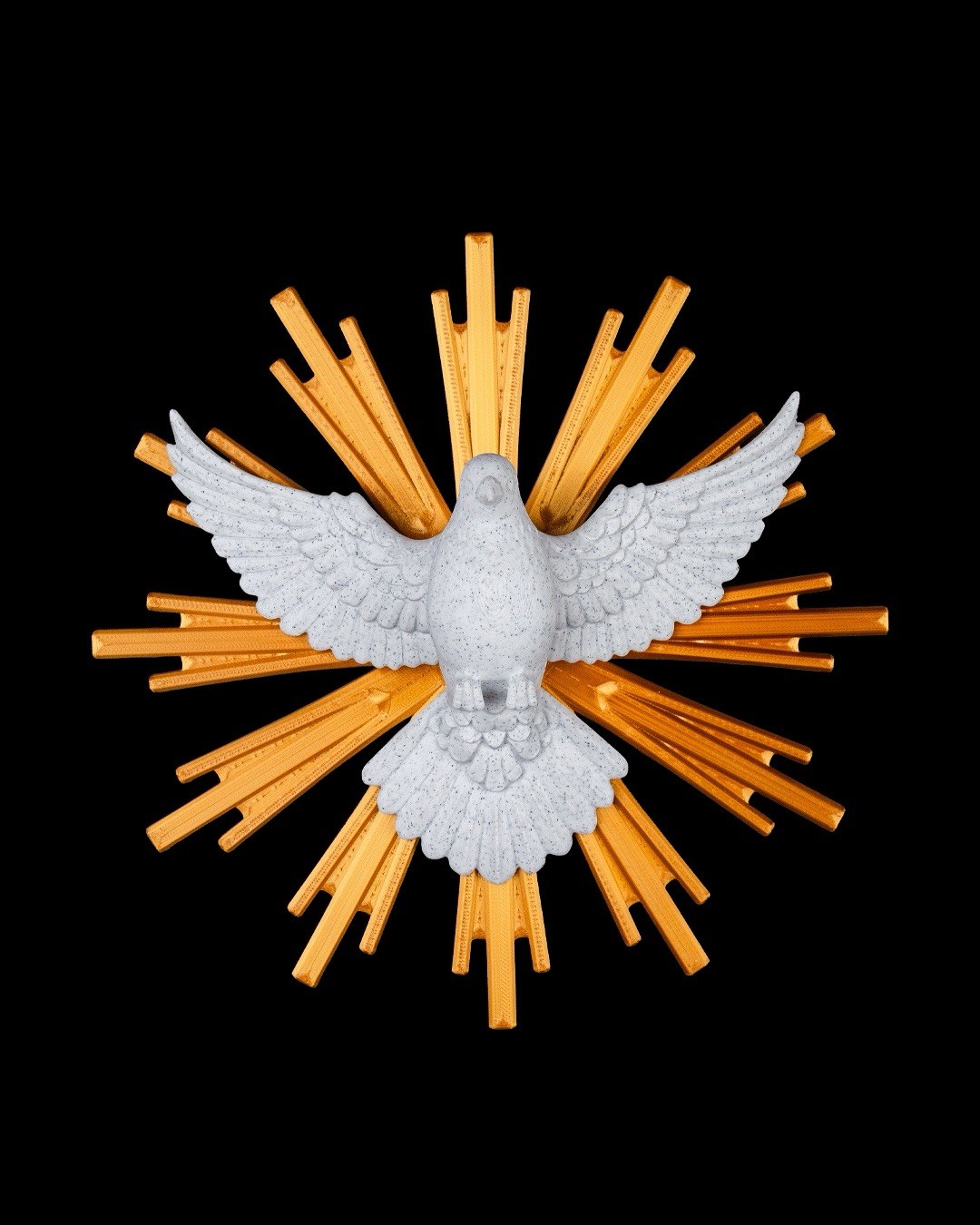 Modern Holy Spirit Dove Wall Plaque - 8.66" Sunburst Decor