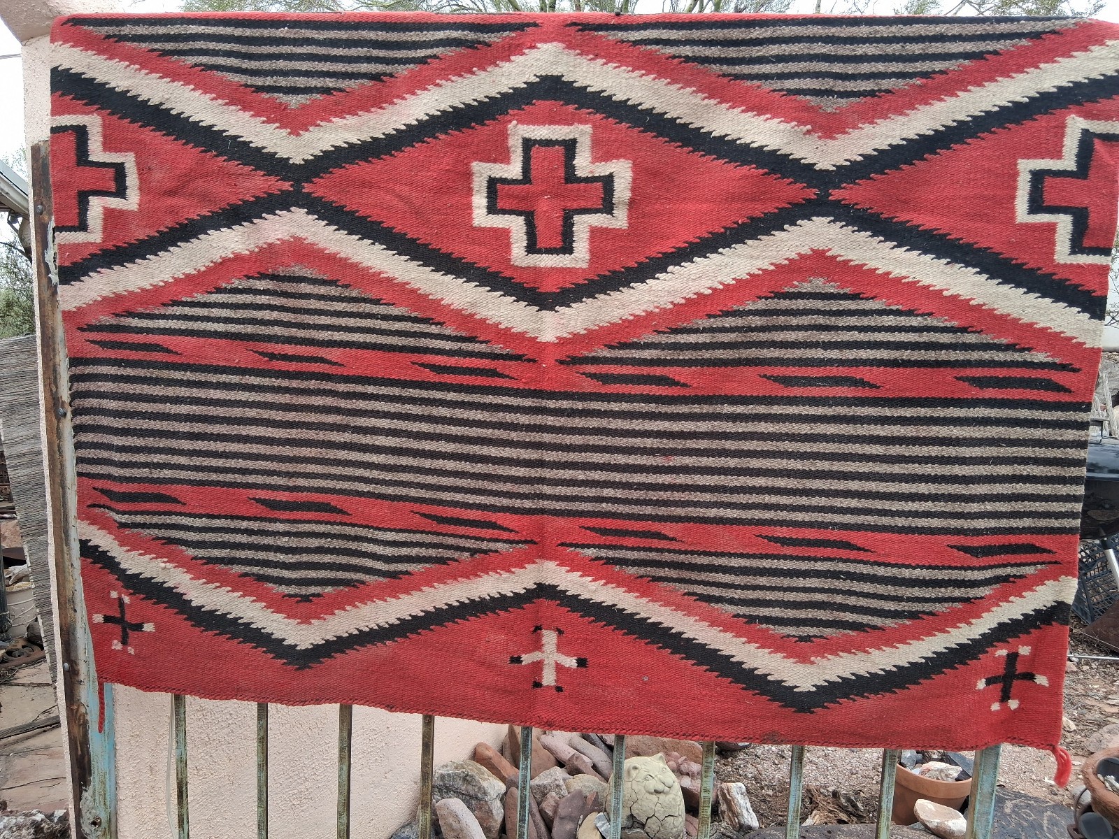 Navajo Rug Vintage 56 x 59 Inches Beautiful Old Chief's Blanket Slightly Tatterd Navajo Rug Vintage 56 x 59 Inches Beautiful Old Chief's Blanket Slightly Tatterd