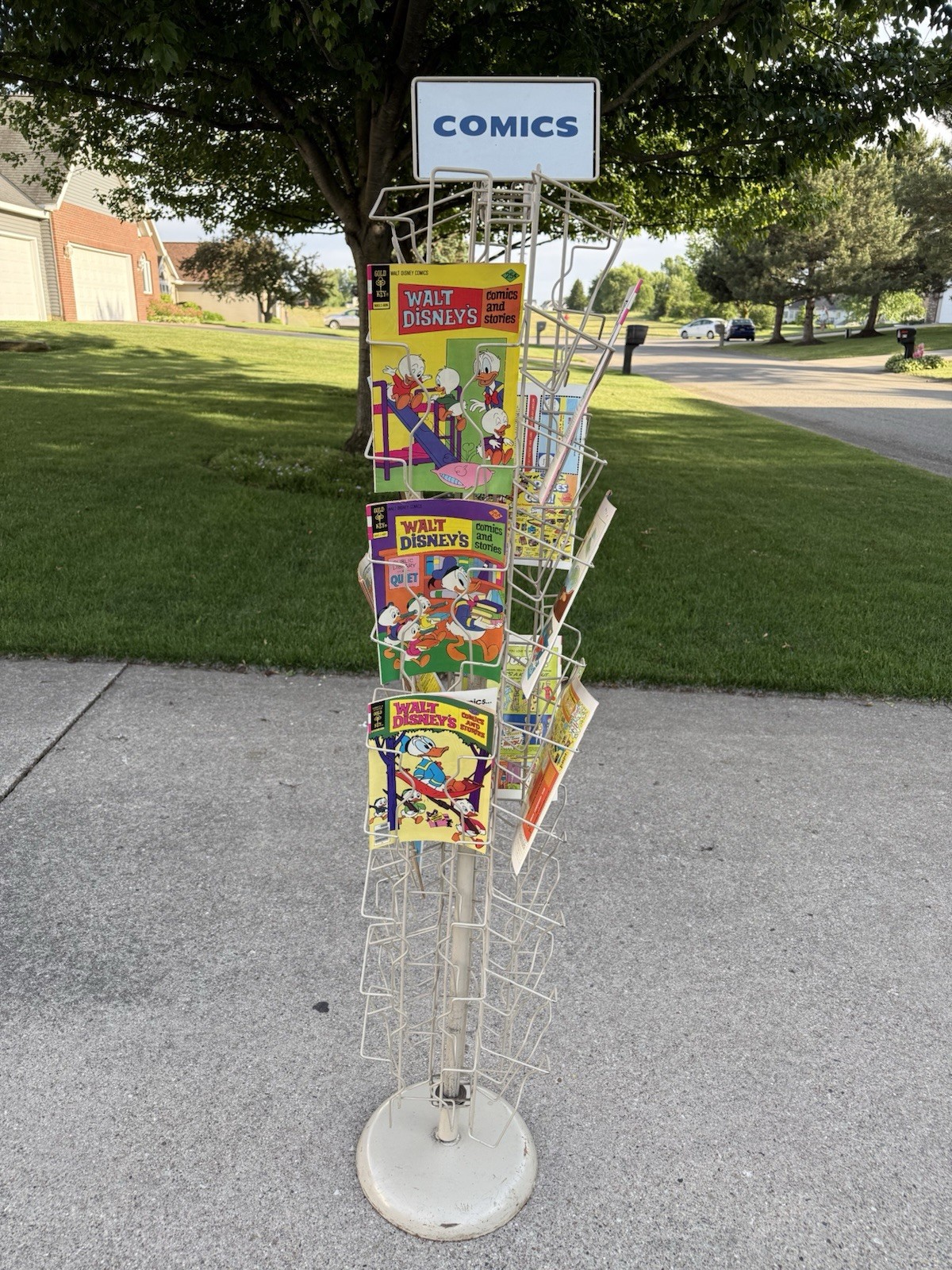 Vintage 1970s Comic Book Store Spinning 5 Foot Display Rack "Comics" Metal Sign Vintage 1970s Comic Book Store Spinning 5 Foot Display Rack "Comics" Metal Sign