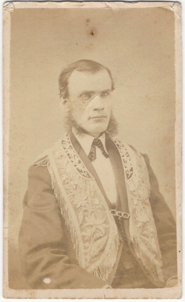 1870s Odd Fellows IOOF Beaded Vest Man Sideburns Fraternal Carte De Visite CDV 1870s Odd Fellows IOOF Beaded Vest Man Sideburns Fraternal Carte De Visite CDV