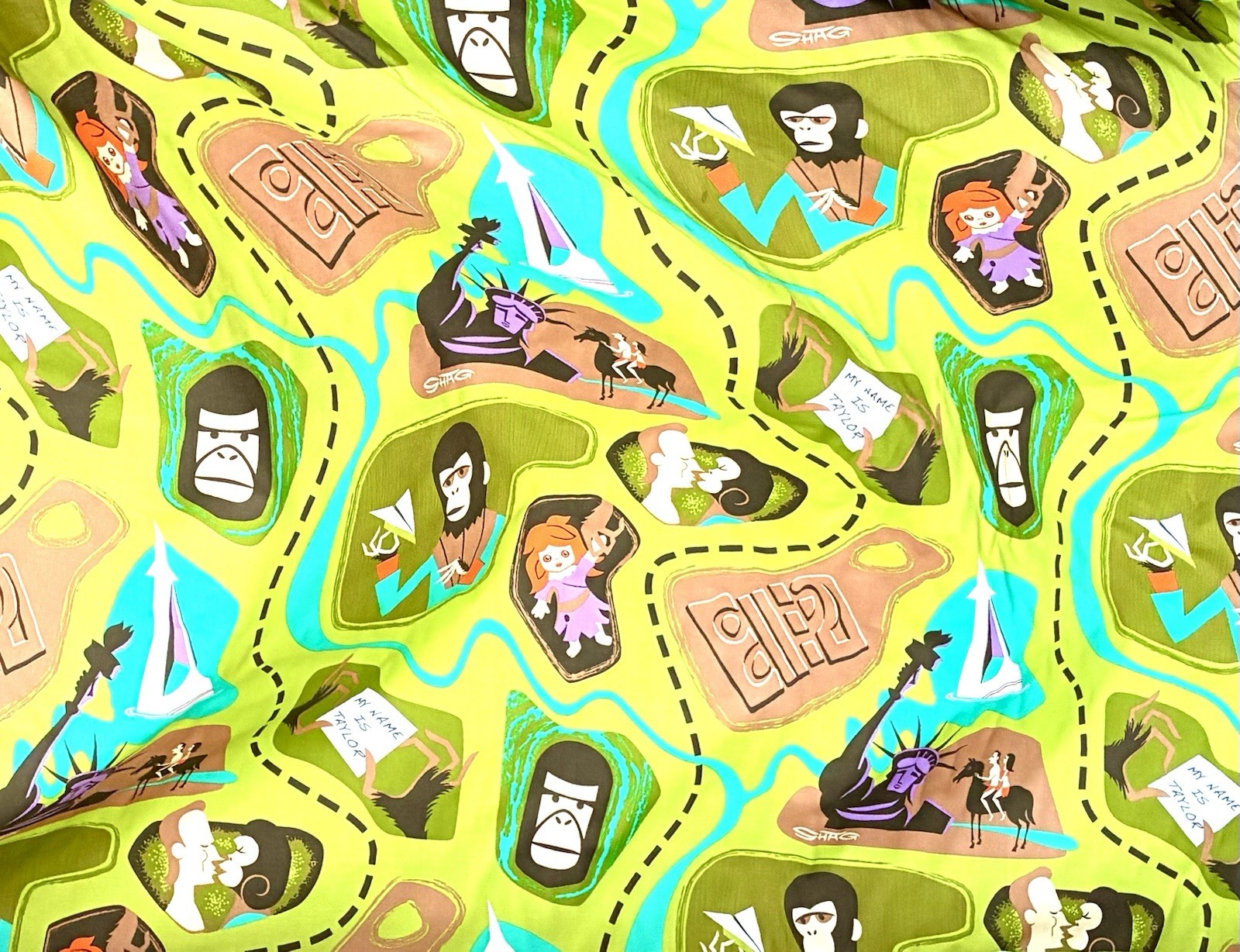 SHAG Planet Of The Apes FABRIC Josh Agle Art Comic-Con RARE Unused 56” 1 Yard SHAG Planet Of The Apes FABRIC Josh Agle Art Comic-Con RARE Unused 56” 1 Yard