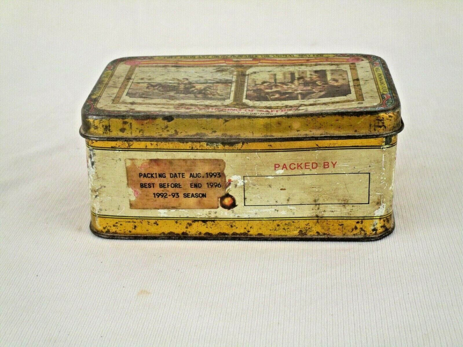 Vintage 'The Gathering of Saffron Spain' Litho Tin Box: Advertising Keepsake Vintage 'The Gathering of Saffron Spain' Litho Tin Box: Advertising Keepsake