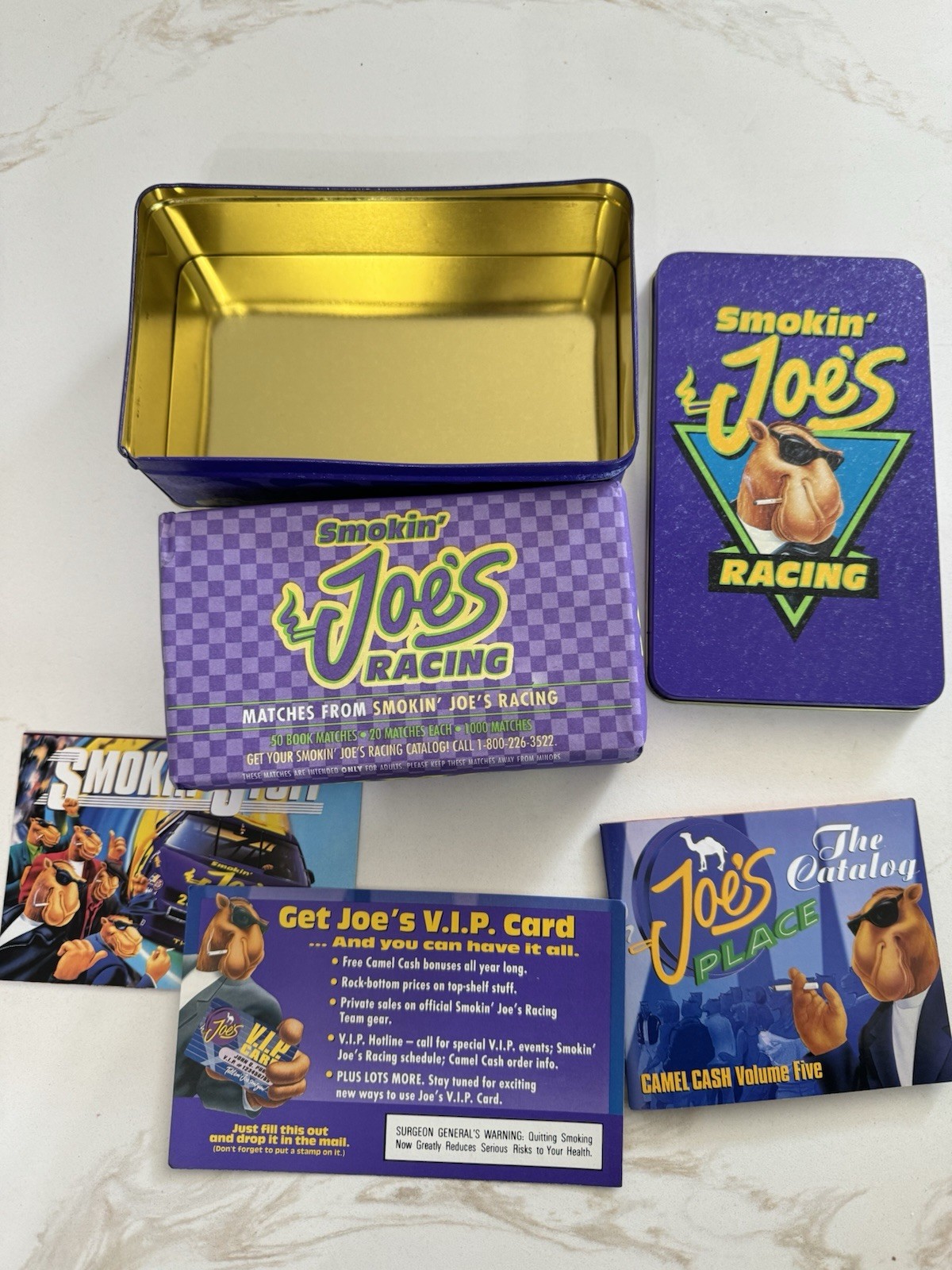 Vintage 1994 Camel Smokin Joe's Racing Tin 50 Sealed Matchbooks NASCAR Promo