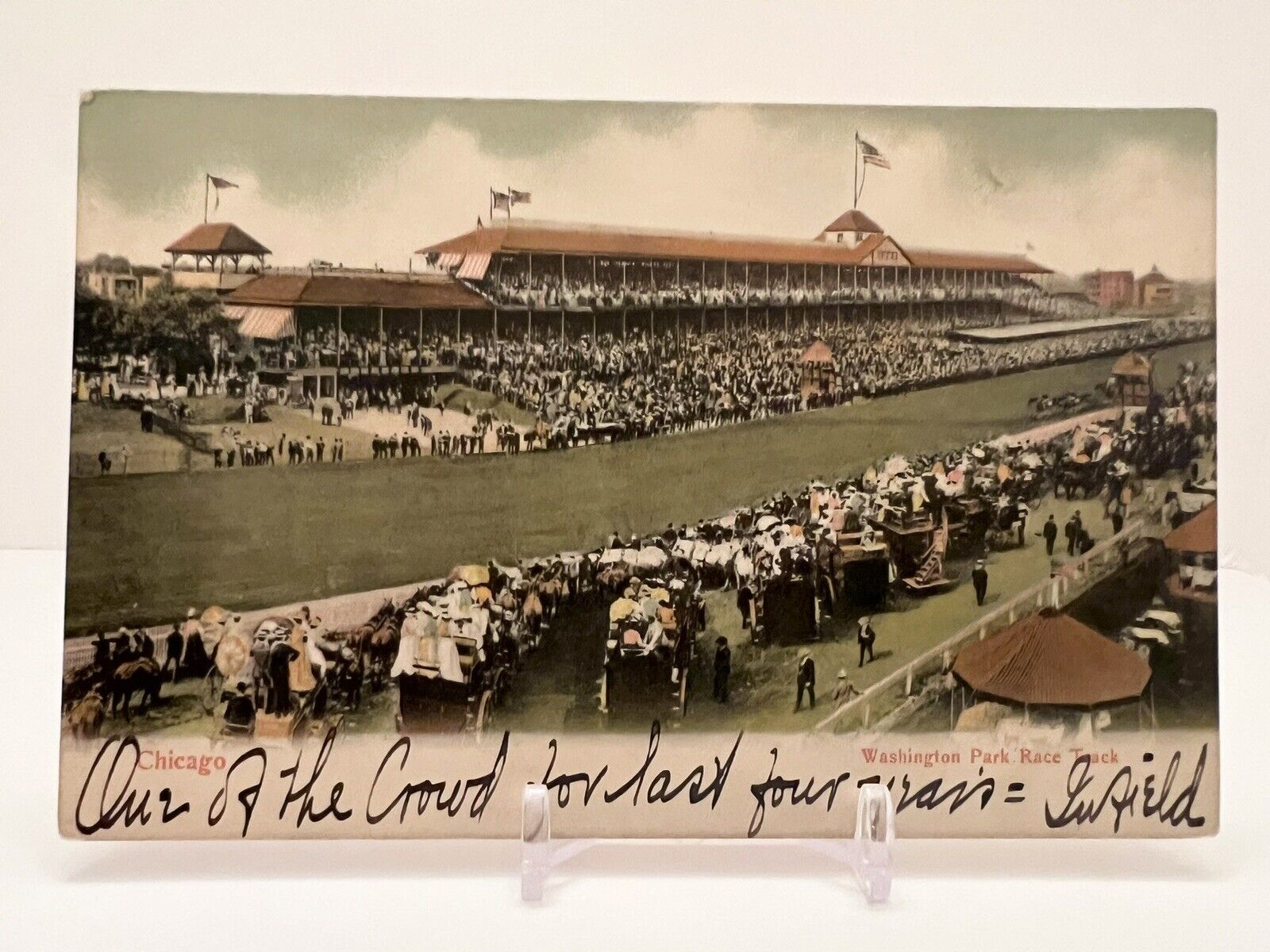 Vintage 1905  Illinois, IL, Chicago, Washington Park Race Track, Horses, Crowd